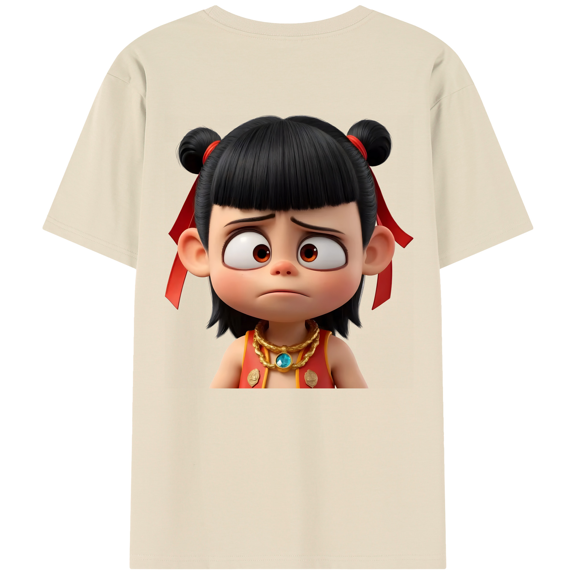（画像用） Ne Zha 2 ナタ 魔童の大暴れ 綿100％半袖Tシャツ（背面プリント）