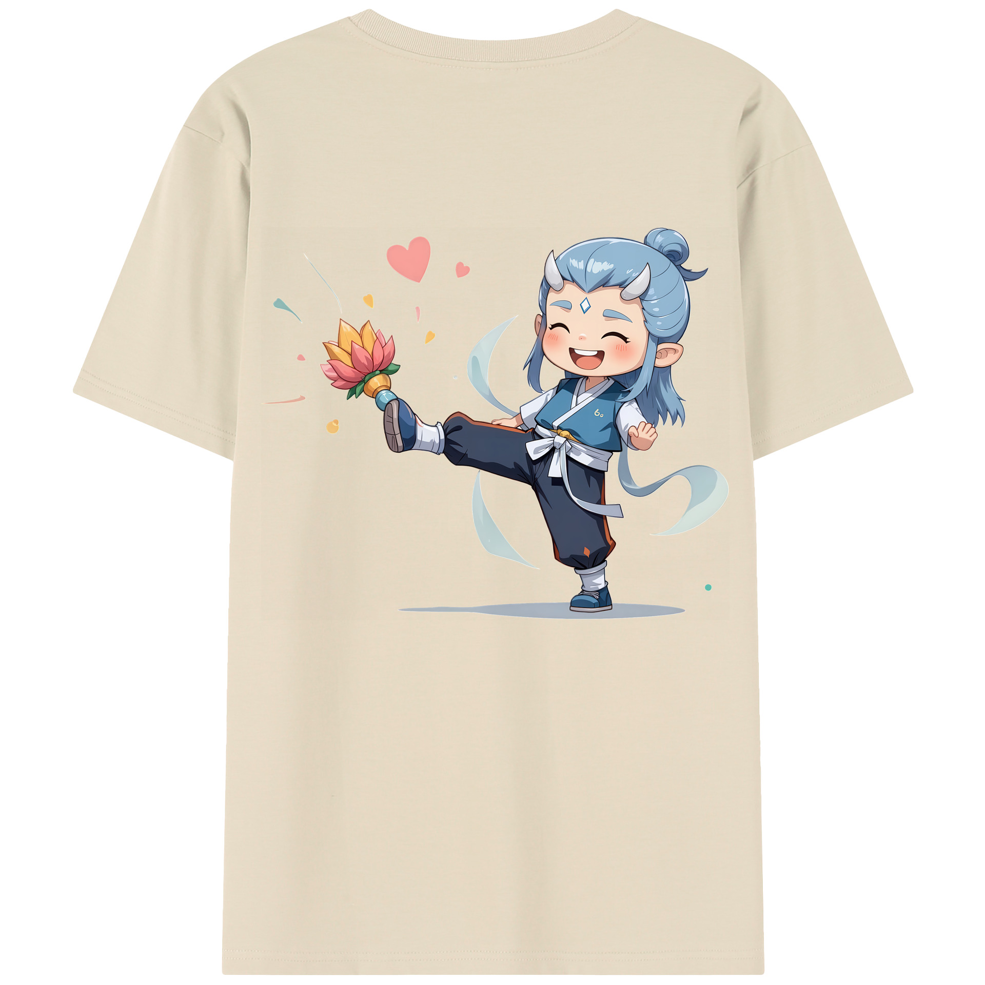 （画像用） Ne Zha 2 ナタ 魔童の大暴れ 綿100％半袖Tシャツ（背面プリント）