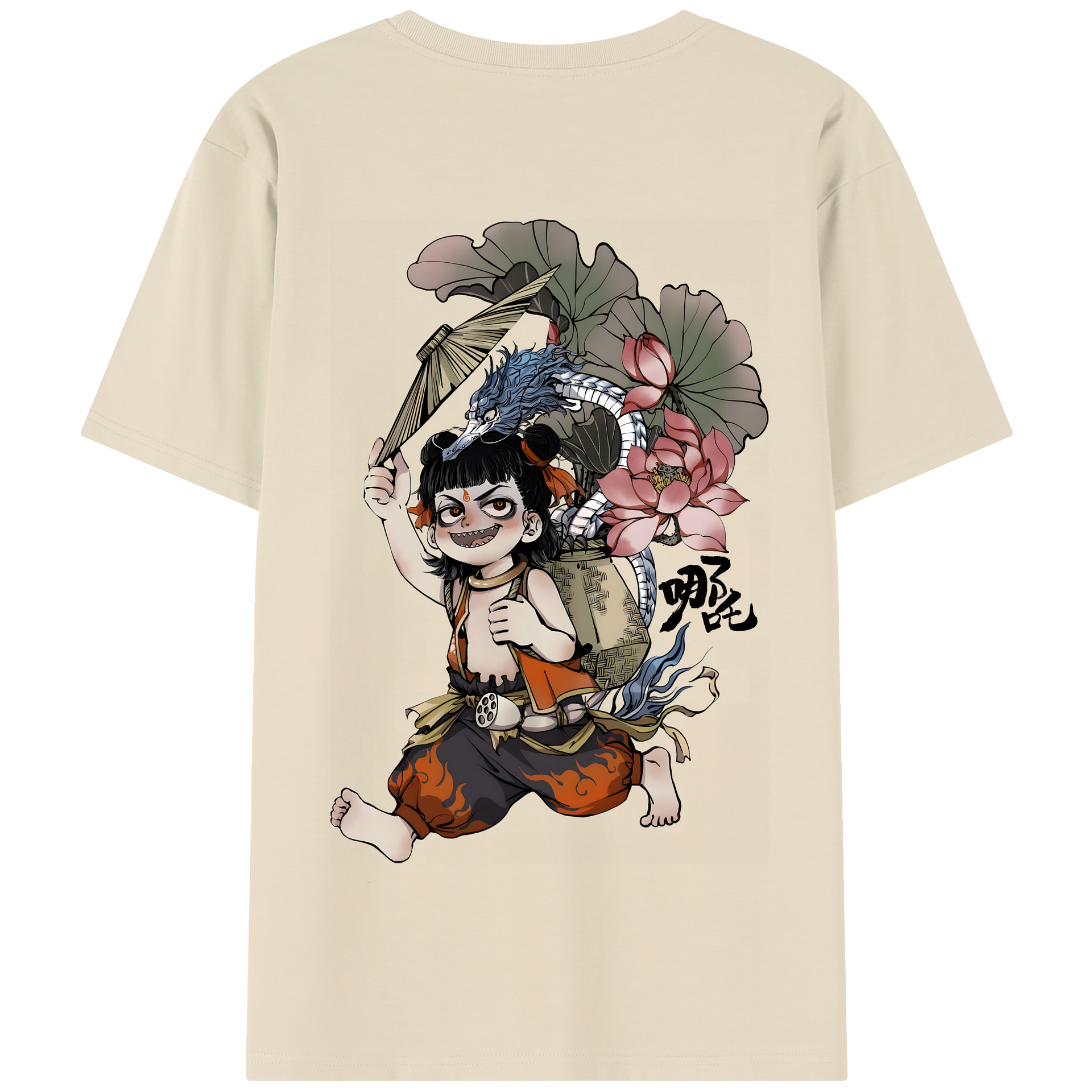 （画像用） Ne Zha 2 ナタ 魔童の大暴れ 綿100％半袖Tシャツ（背面プリント）