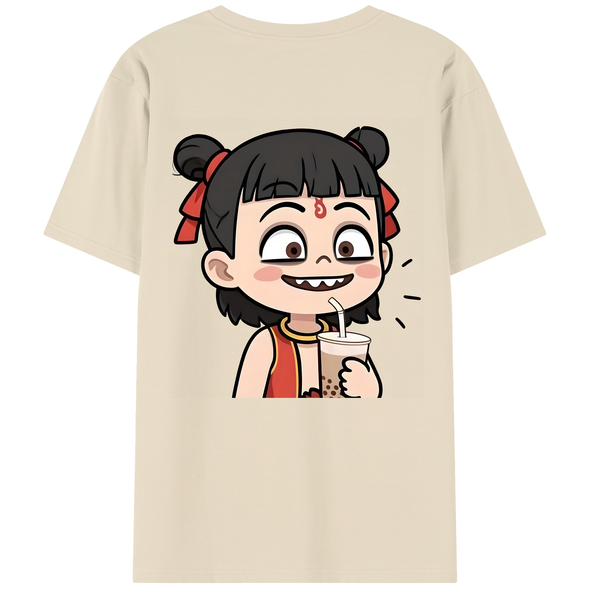 （画像用） Ne Zha 2 ナタ 魔童の大暴れ 綿100％半袖Tシャツ（背面プリント）