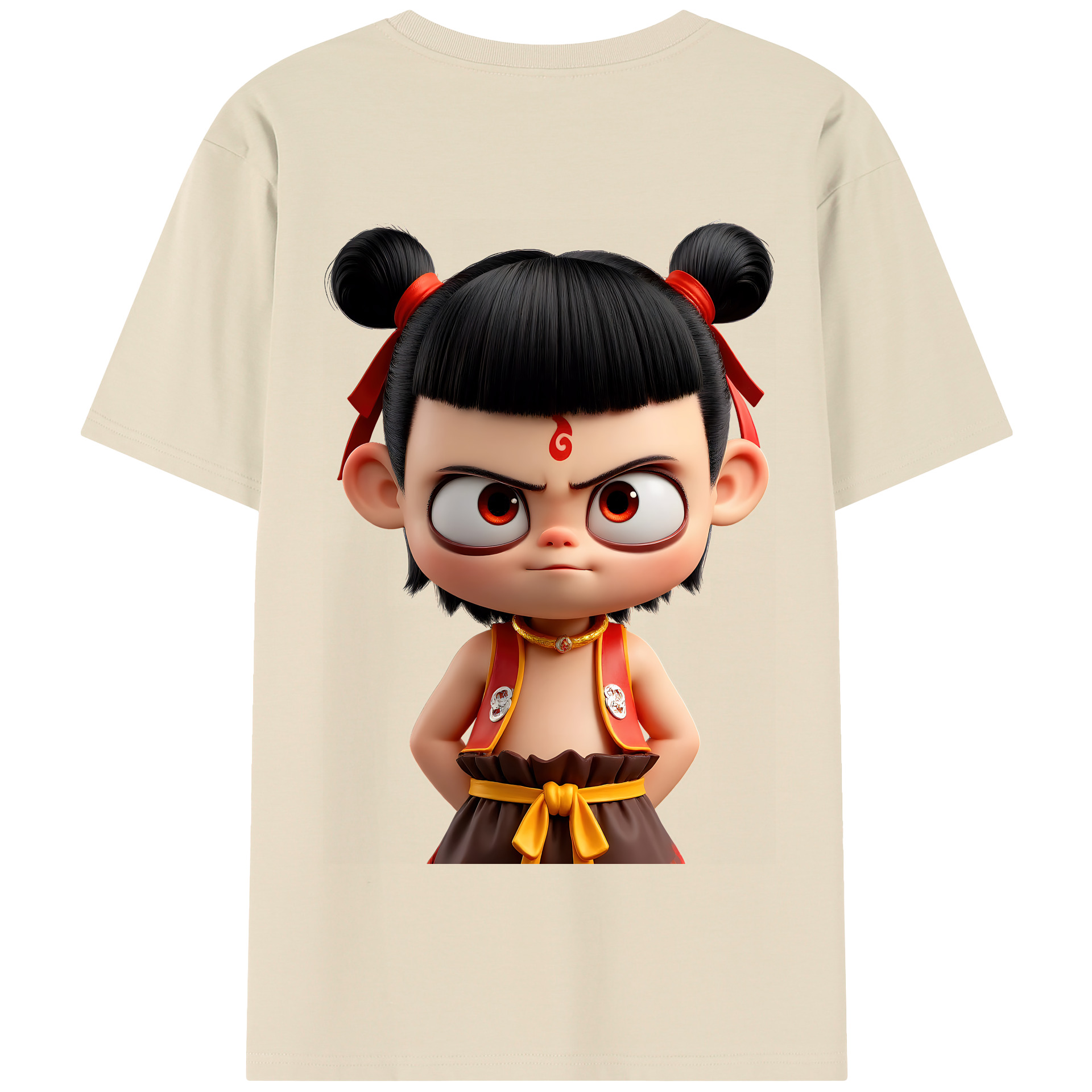 （画像用） Ne Zha 2 ナタ 魔童の大暴れ 綿100％半袖Tシャツ（背面プリント）
