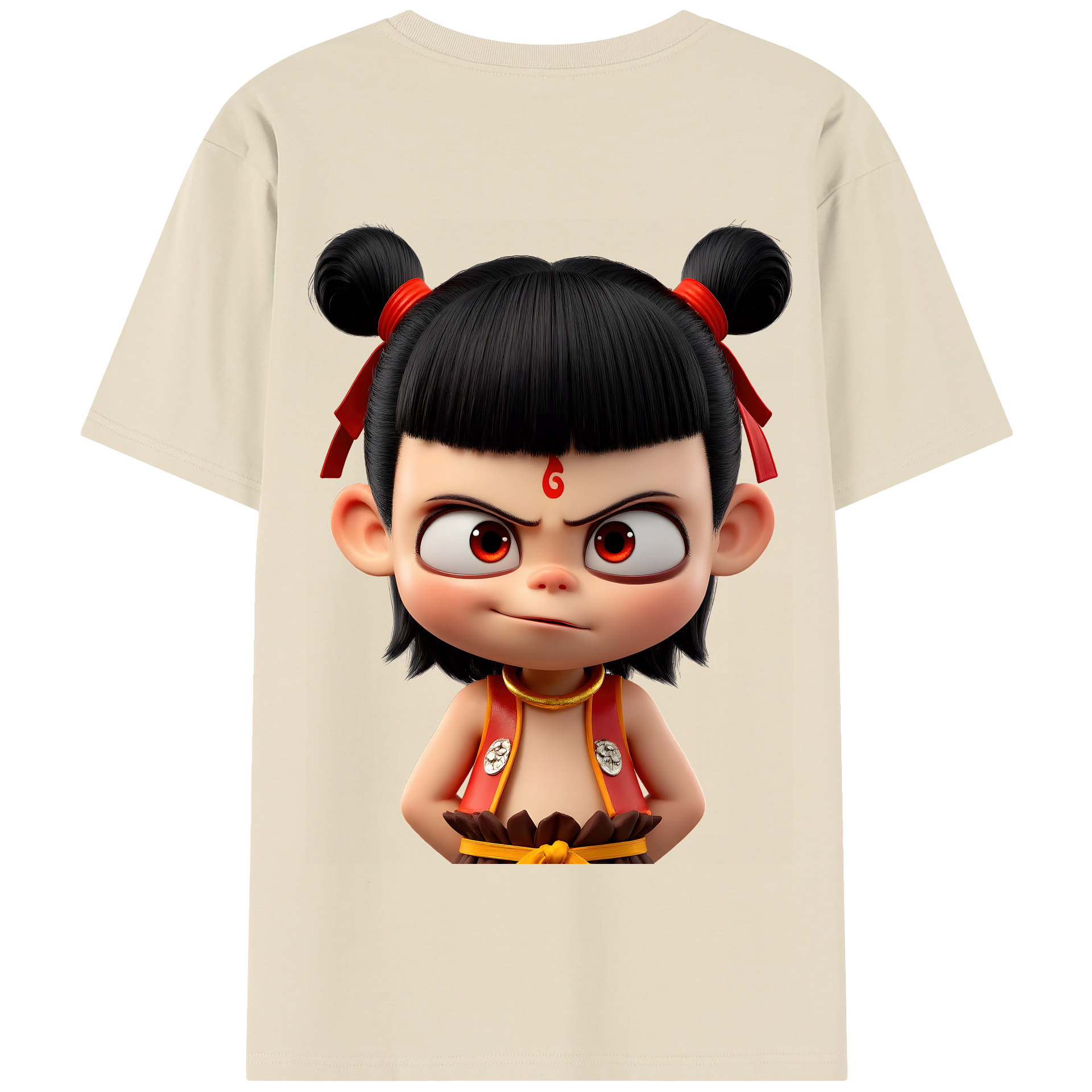 （画像用） Ne Zha 2 ナタ 魔童の大暴れ 綿100％半袖Tシャツ（背面プリント）