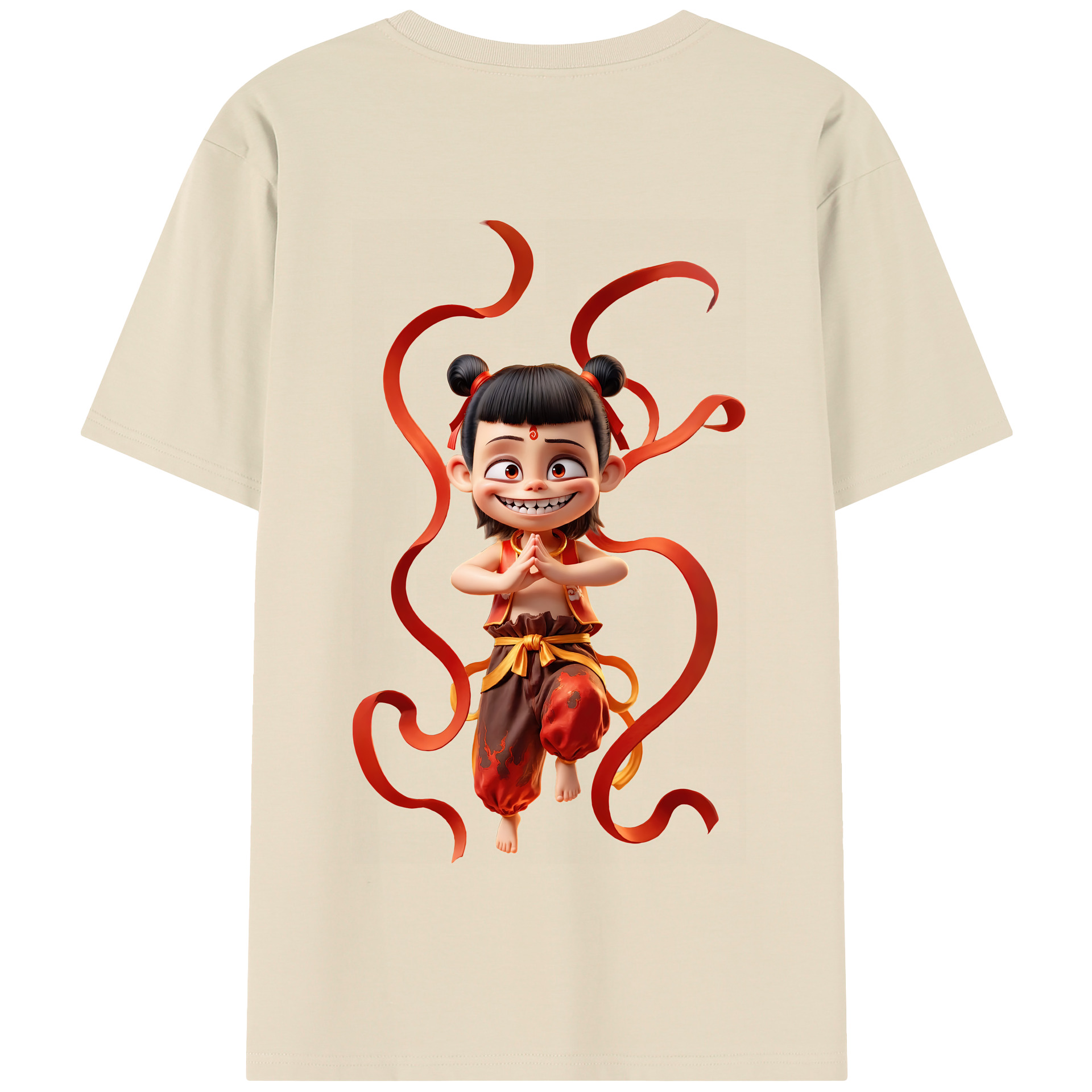 （画像用） Ne Zha 2 ナタ 魔童の大暴れ 綿100％半袖Tシャツ（背面プリント）