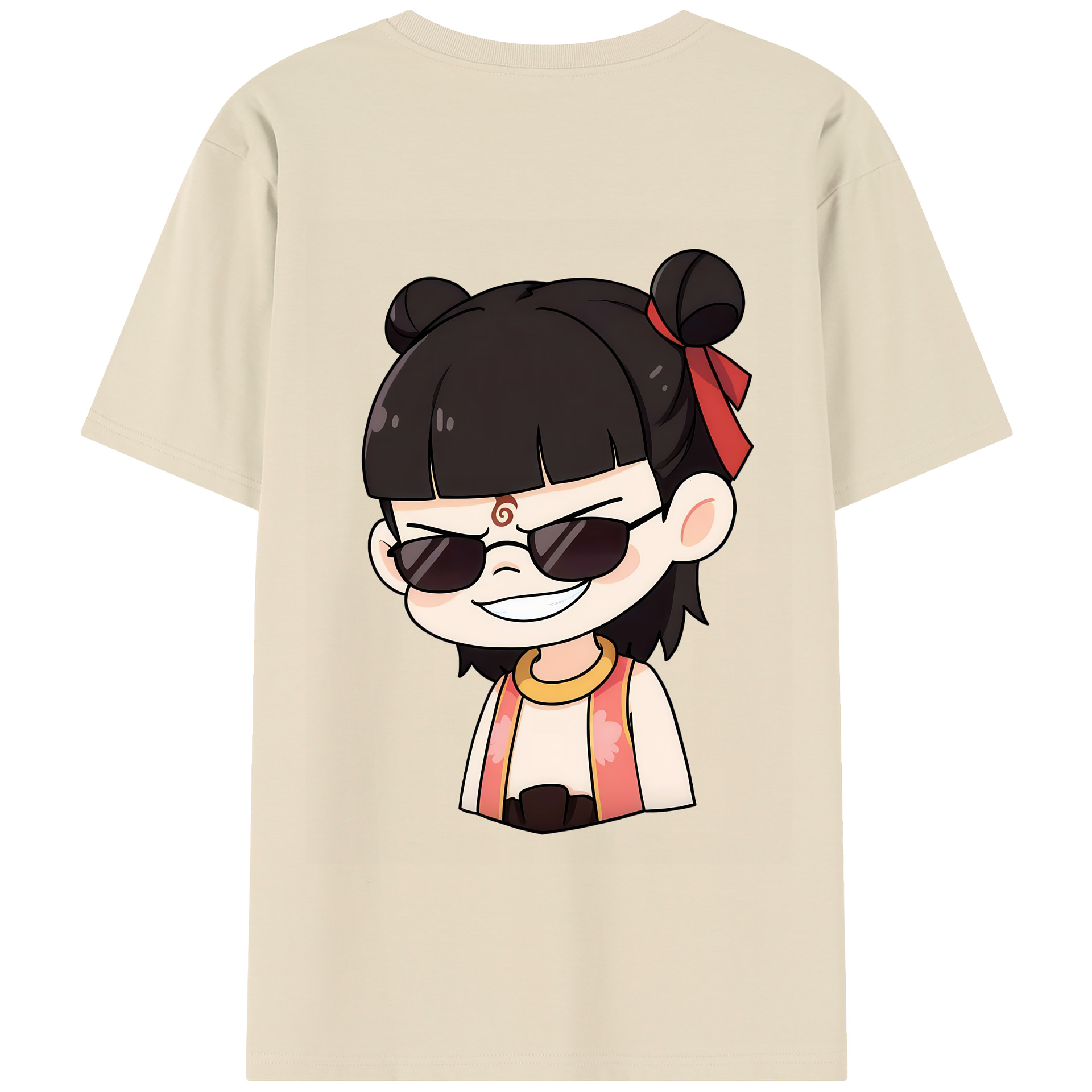 （画像用） Ne Zha 2 ナタ 魔童の大暴れ 綿100％半袖Tシャツ（背面プリント）