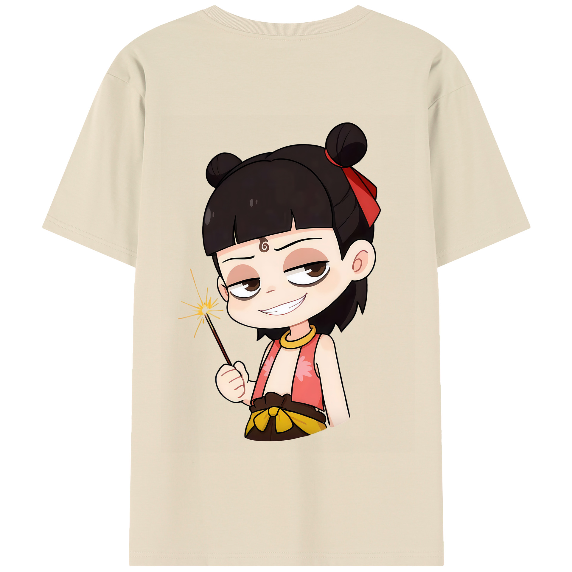 （画像用） Ne Zha 2 ナタ 魔童の大暴れ 綿100％半袖Tシャツ（背面プリント）