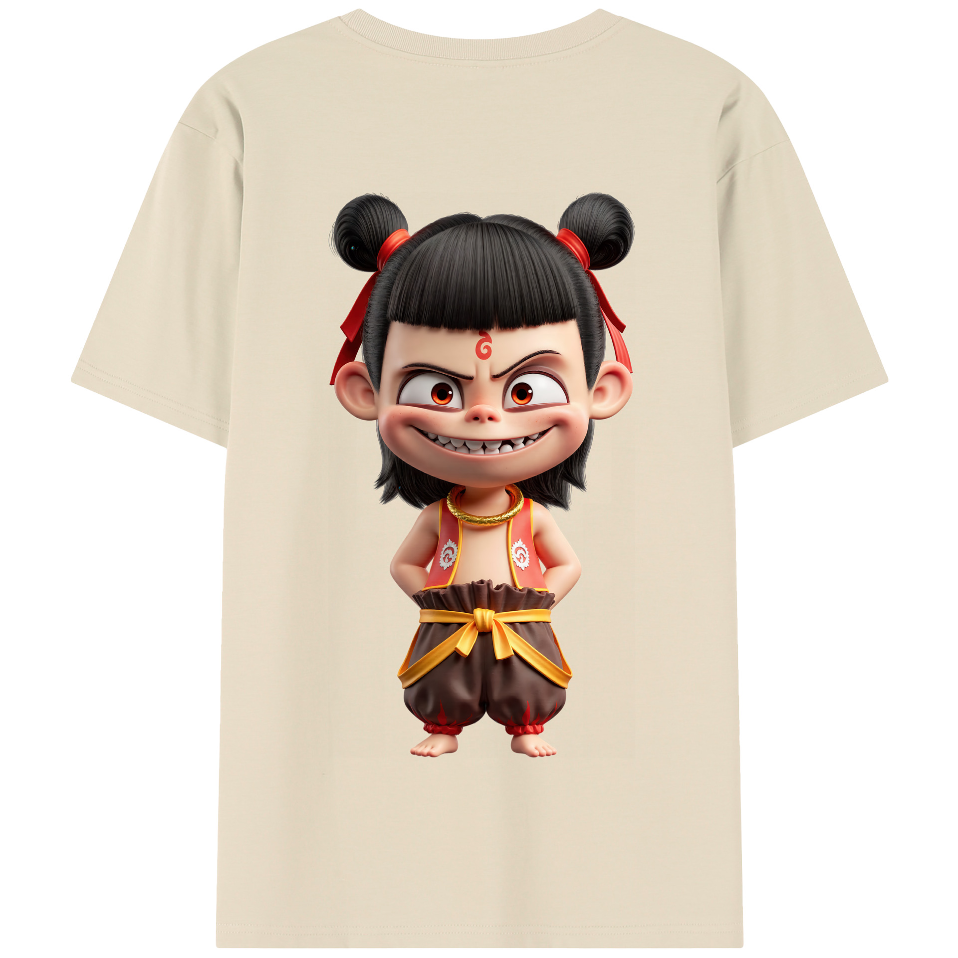 （画像用） Ne Zha 2 ナタ 魔童の大暴れ 綿100％半袖Tシャツ（背面プリント）