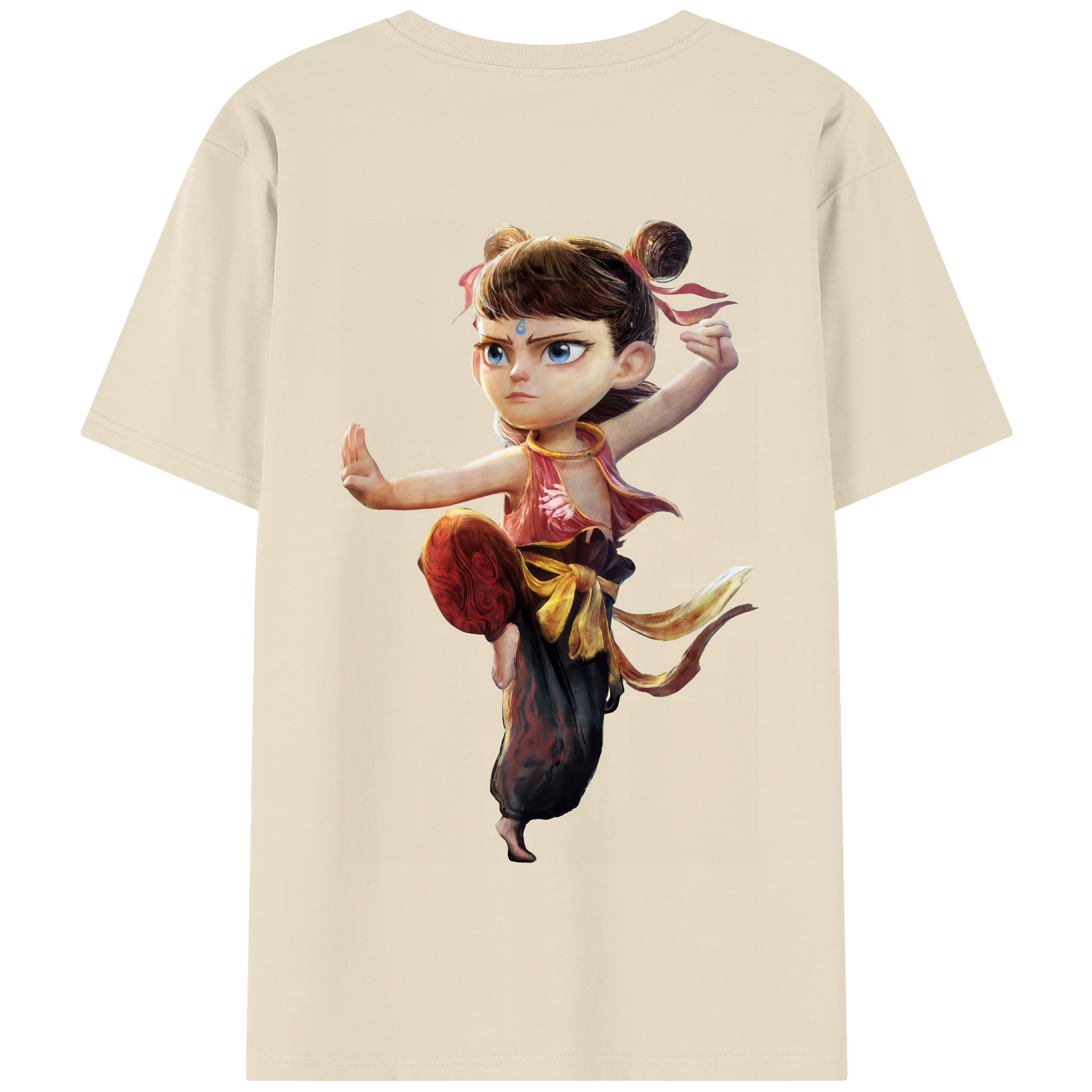 （画像用） Ne Zha 2 ナタ 魔童の大暴れ 綿100％半袖Tシャツ（背面プリント）