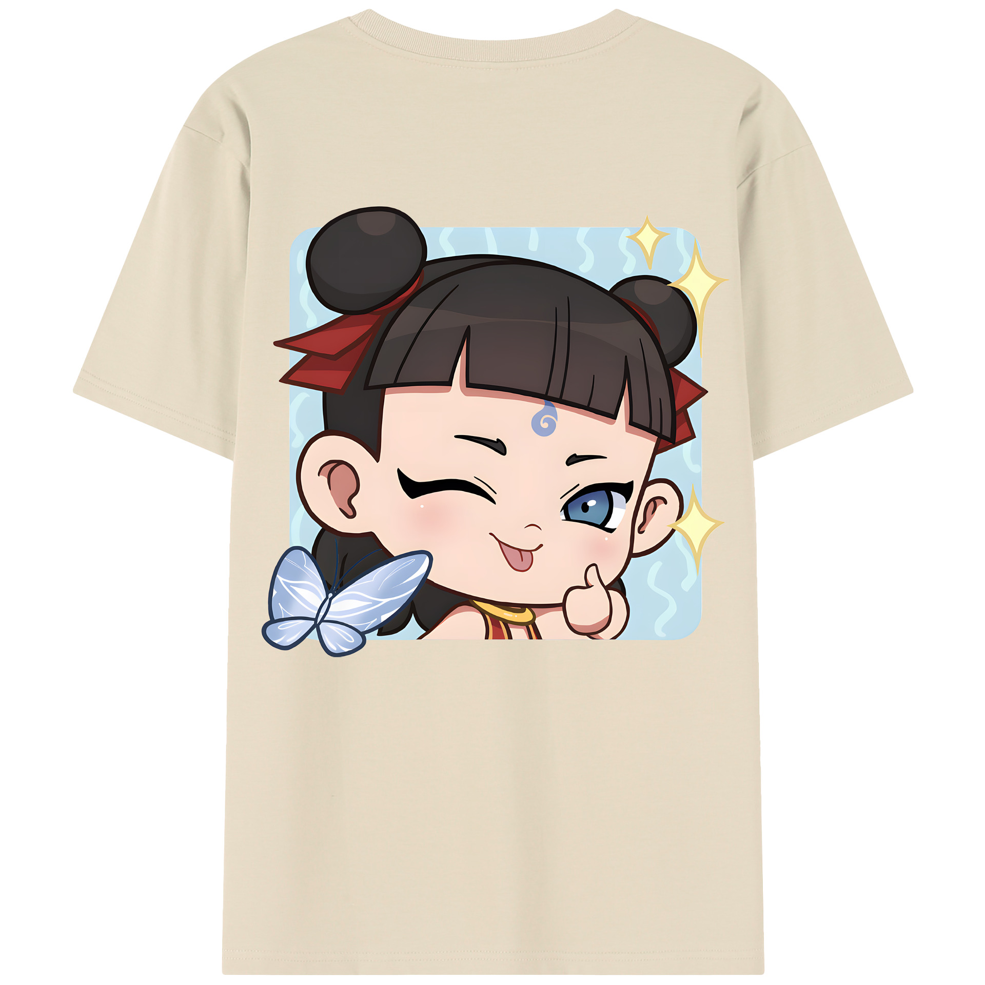 （画像用） Ne Zha 2 ナタ 魔童の大暴れ 綿100％半袖Tシャツ（背面プリント）