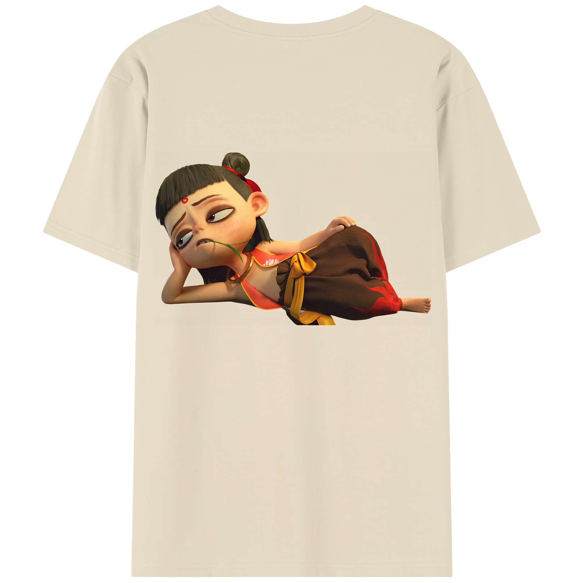 （画像用） Ne Zha 2 ナタ 魔童の大暴れ 綿100％半袖Tシャツ（背面プリント）