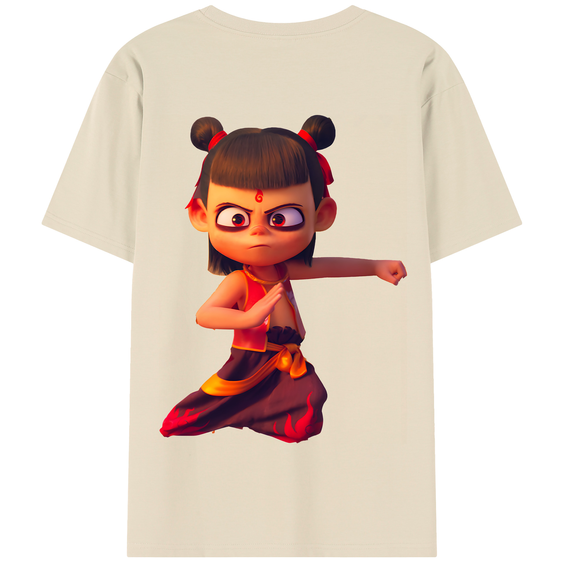 （画像用） Ne Zha 2 ナタ 魔童の大暴れ 綿100％半袖Tシャツ（背面プリント）
