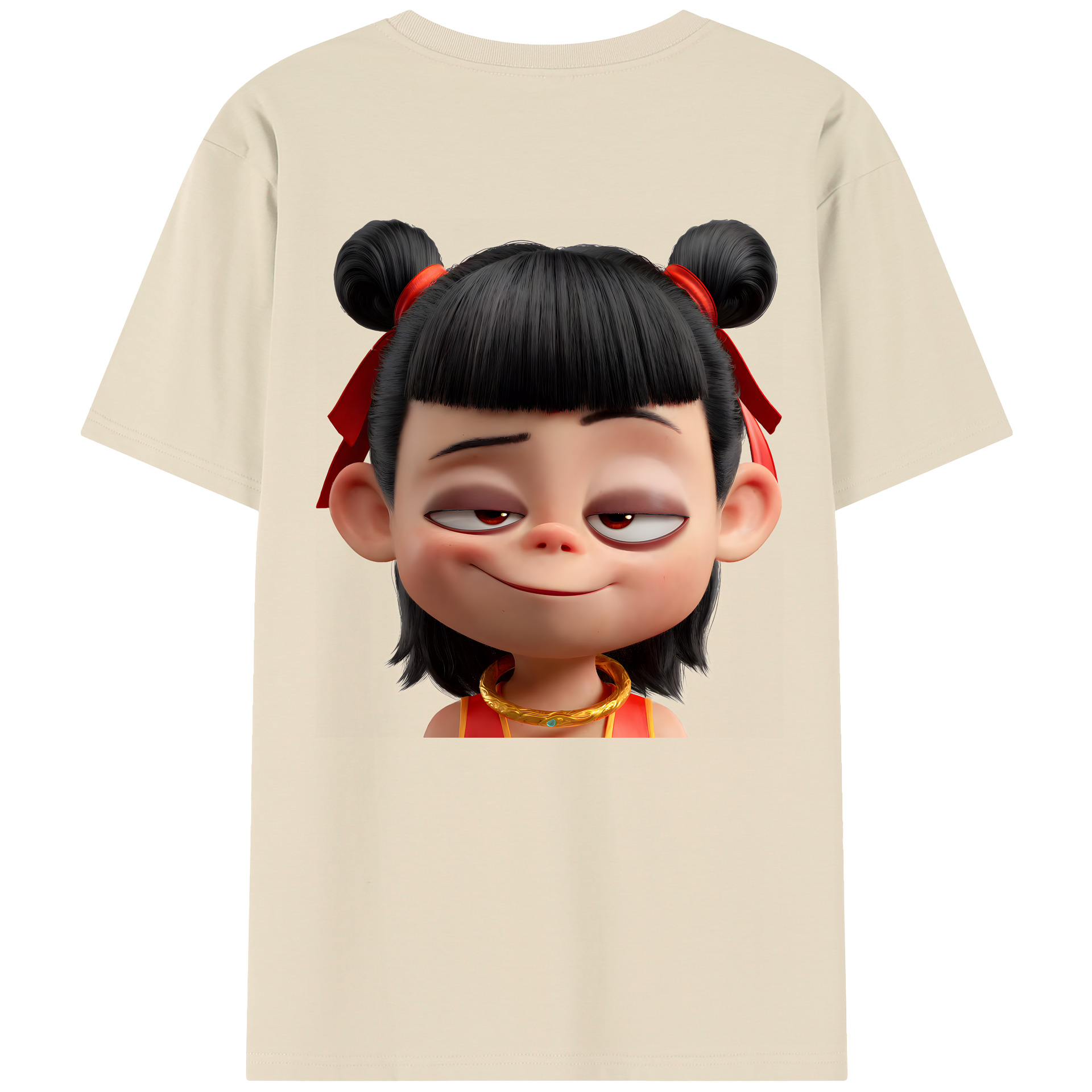 （画像用） Ne Zha 2 ナタ 魔童の大暴れ 綿100％半袖Tシャツ（背面プリント）