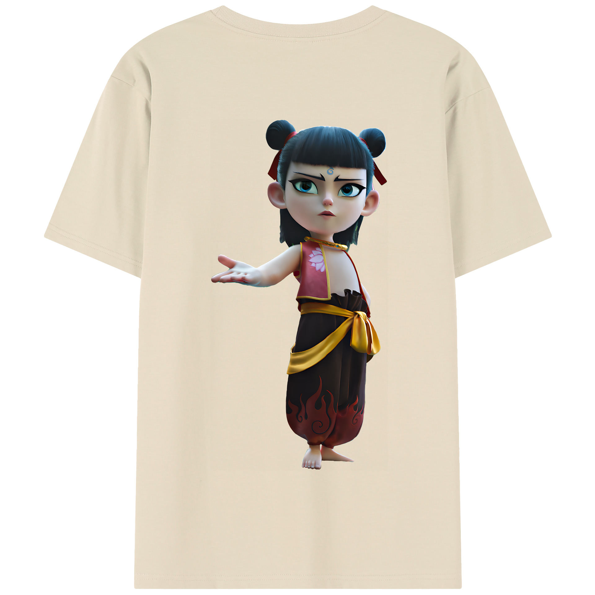 （画像用） Ne Zha 2 ナタ 魔童の大暴れ 綿100％半袖Tシャツ（背面プリント）