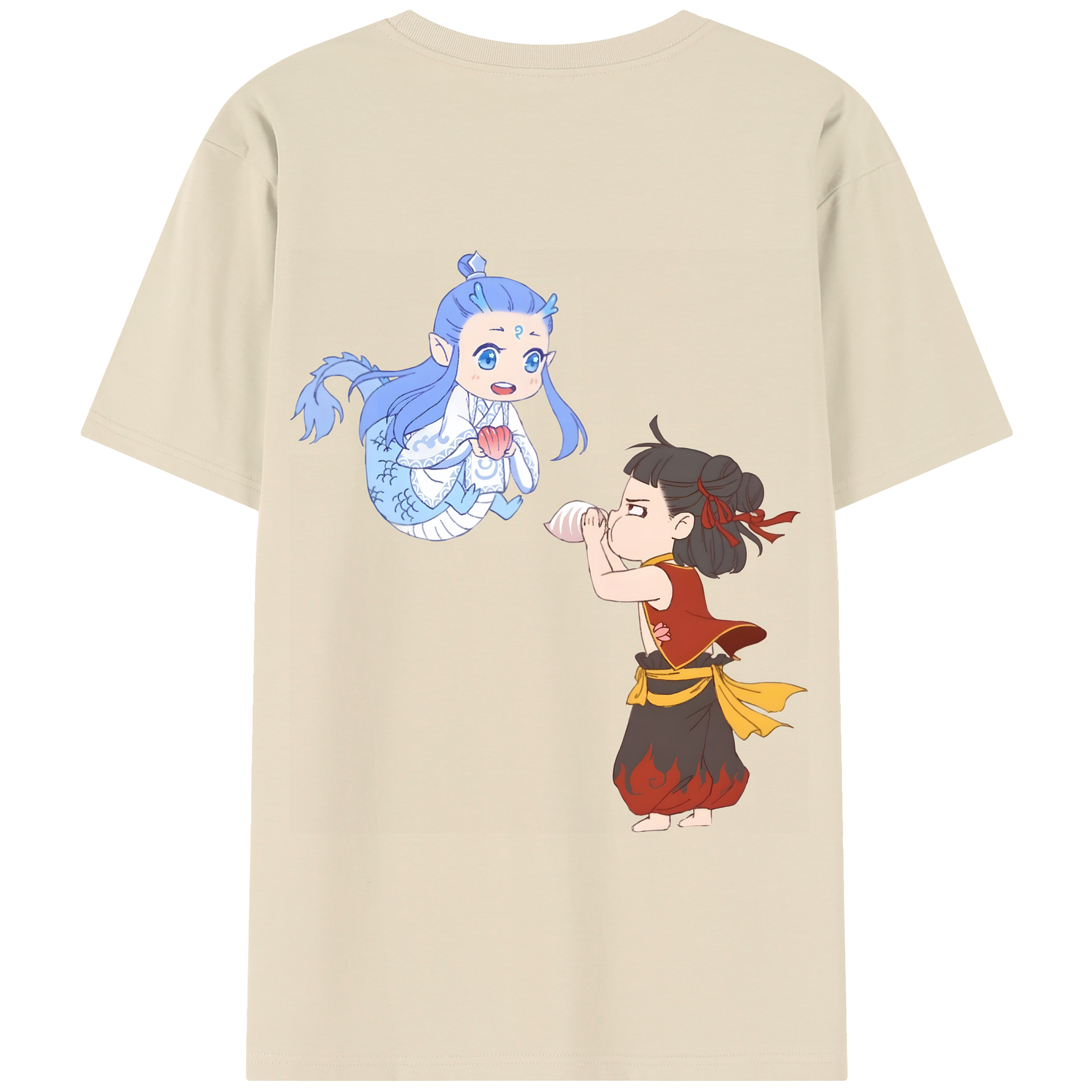 （画像用） Ne Zha 2 ナタ 魔童の大暴れ 綿100％半袖Tシャツ（背面プリント）