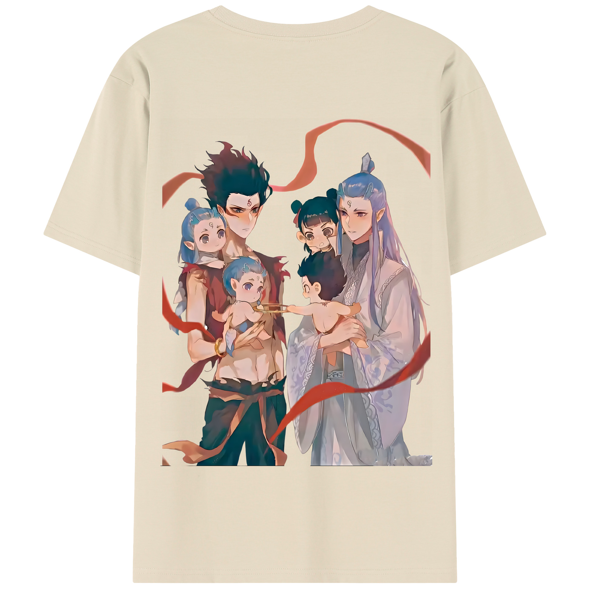 （画像用） Ne Zha 2 ナタ 魔童の大暴れ 綿100％半袖Tシャツ（背面プリント）