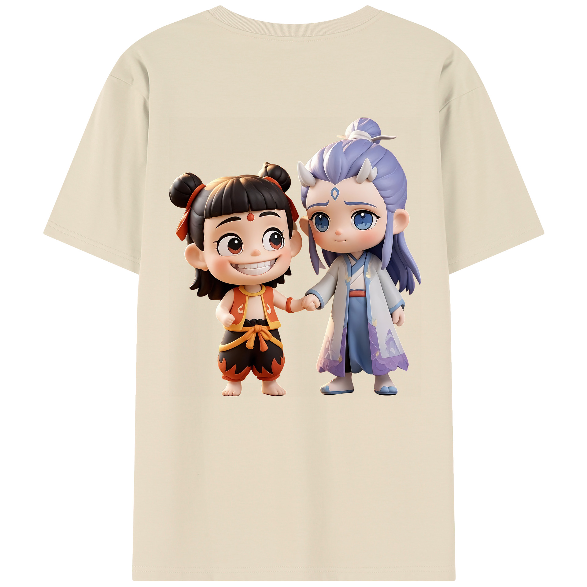 （画像用） Ne Zha 2 ナタ 魔童の大暴れ 綿100％半袖Tシャツ（背面プリント）
