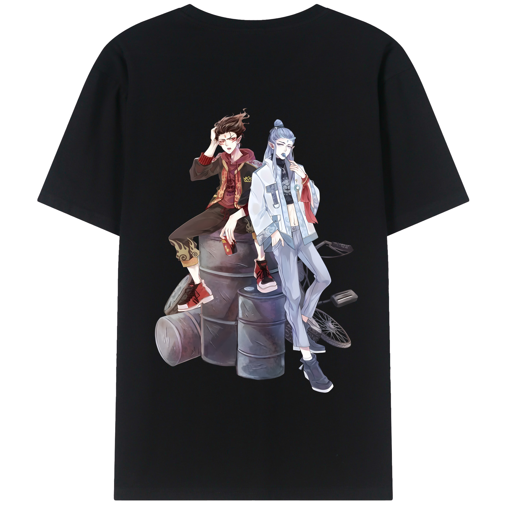 （画像用） Ne Zha 2 ナタ 魔童の大暴れ 綿100％半袖Tシャツ（背面プリント）