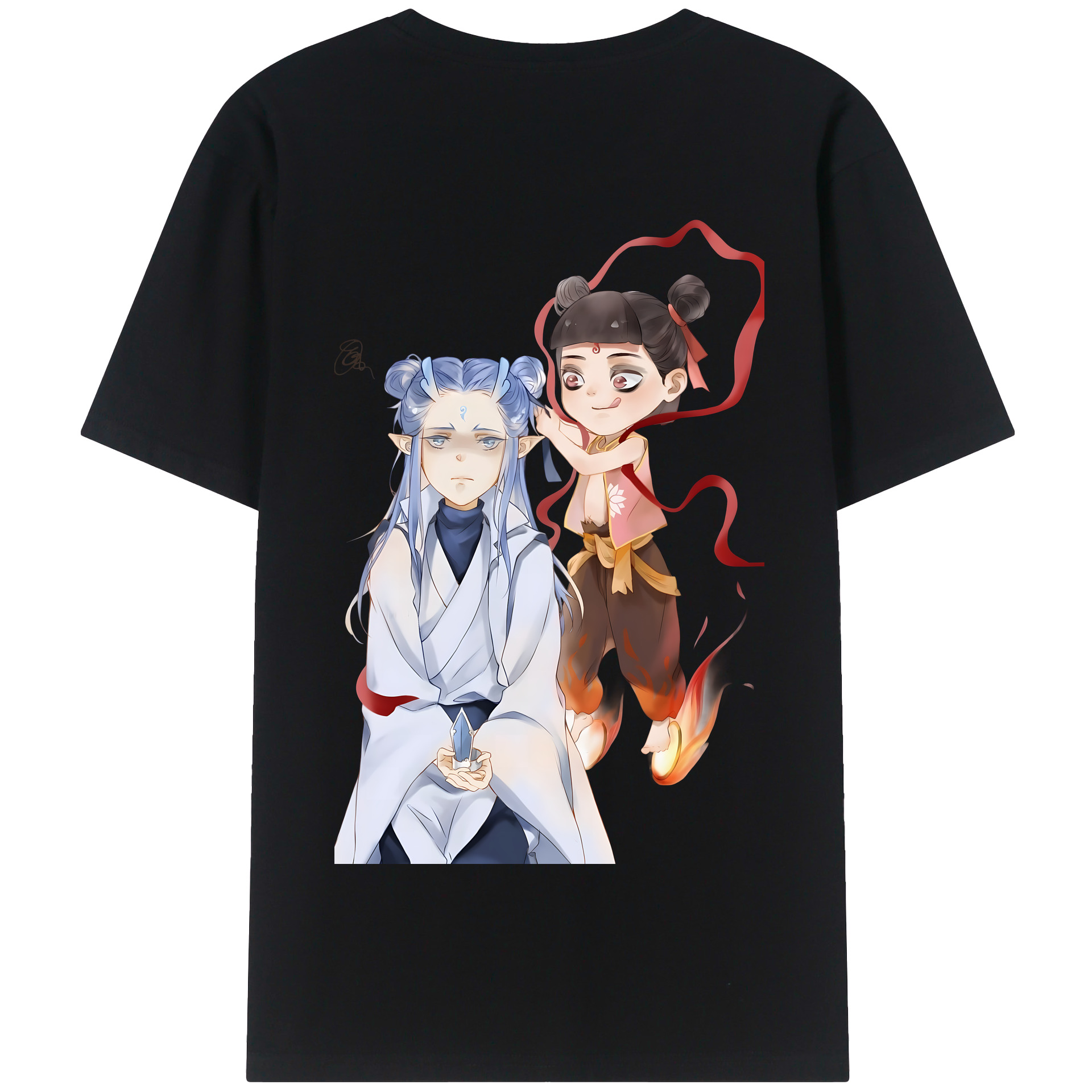 （画像用） Ne Zha 2 ナタ 魔童の大暴れ 綿100％半袖Tシャツ（背面プリント）