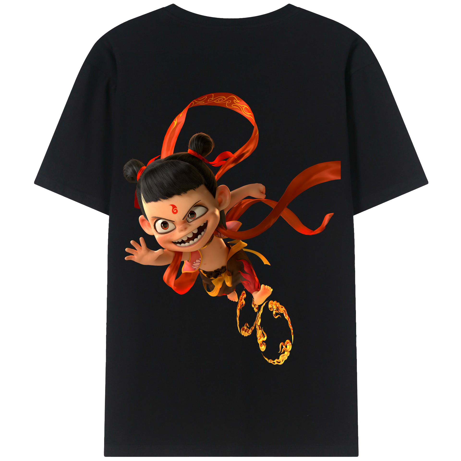 （画像用） Ne Zha 2 ナタ 魔童の大暴れ 綿100％半袖Tシャツ（背面プリント）