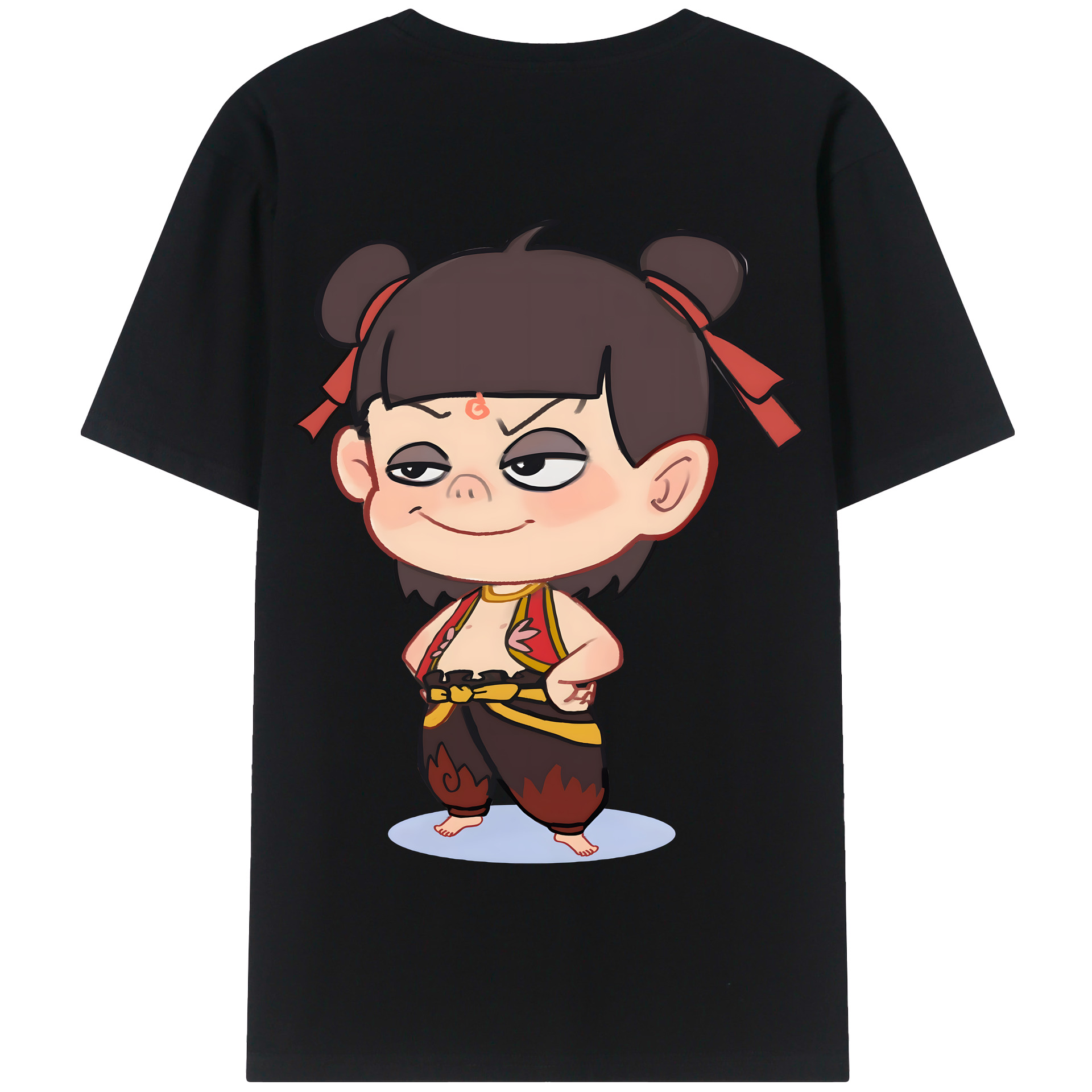 （画像用） Ne Zha 2 ナタ 魔童の大暴れ 綿100％半袖Tシャツ（背面プリント）
