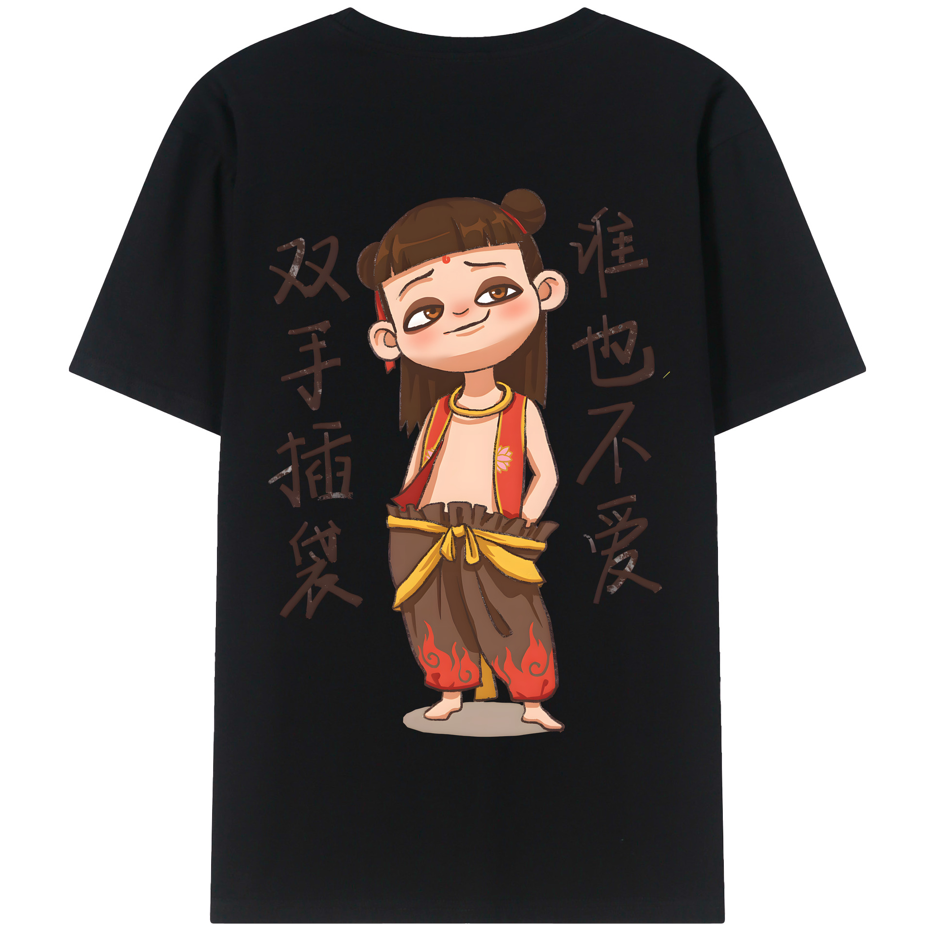 （画像用） Ne Zha 2 ナタ 魔童の大暴れ 綿100％半袖Tシャツ（背面プリント）