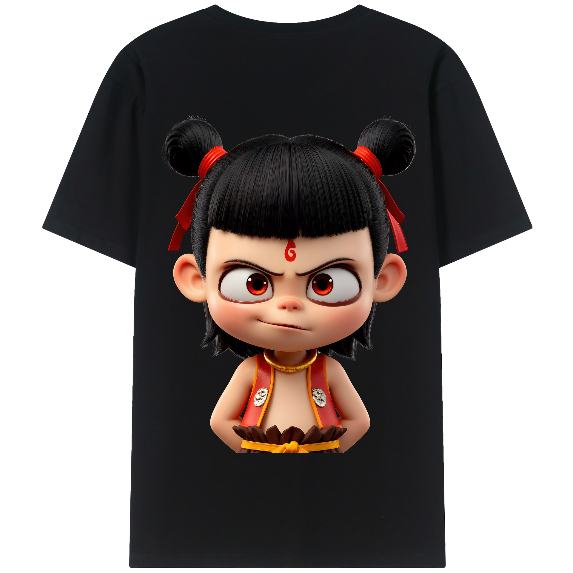 （画像用） Ne Zha 2 ナタ 魔童の大暴れ 綿100％半袖Tシャツ（背面プリント）