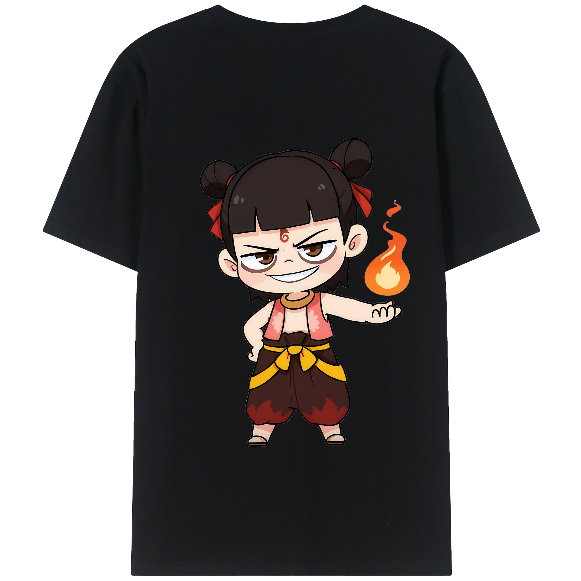 （画像用） Ne Zha 2 ナタ 魔童の大暴れ 綿100％半袖Tシャツ（背面プリント）