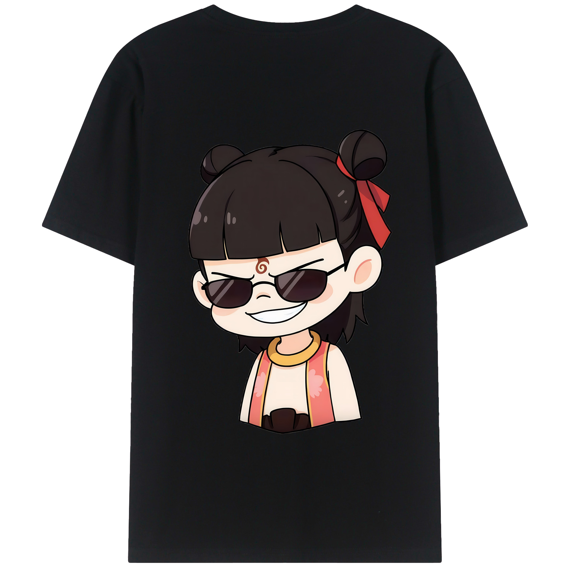 （画像用） Ne Zha 2 ナタ 魔童の大暴れ 綿100％半袖Tシャツ（背面プリント）