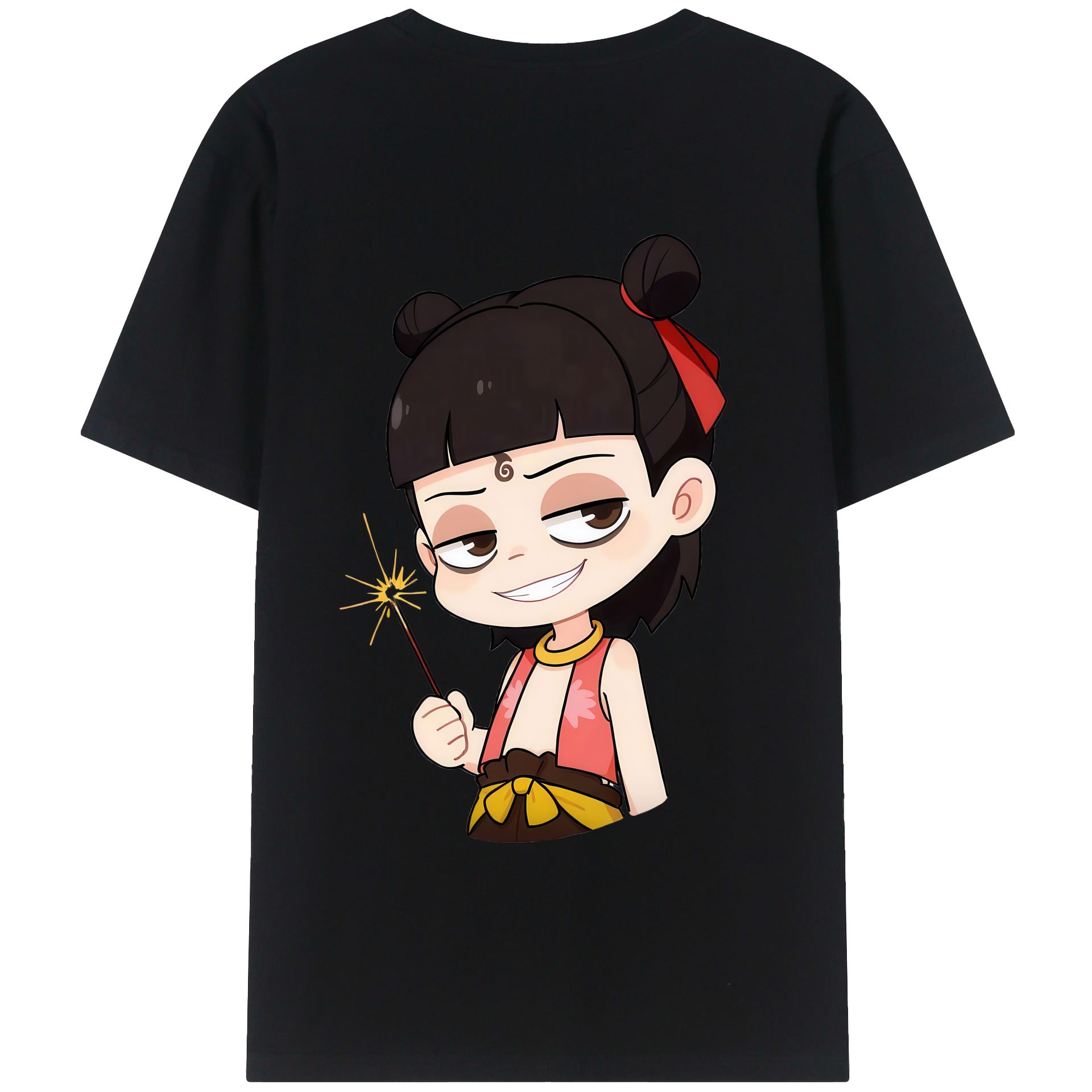 （画像用） Ne Zha 2 ナタ 魔童の大暴れ 綿100％半袖Tシャツ（背面プリント）