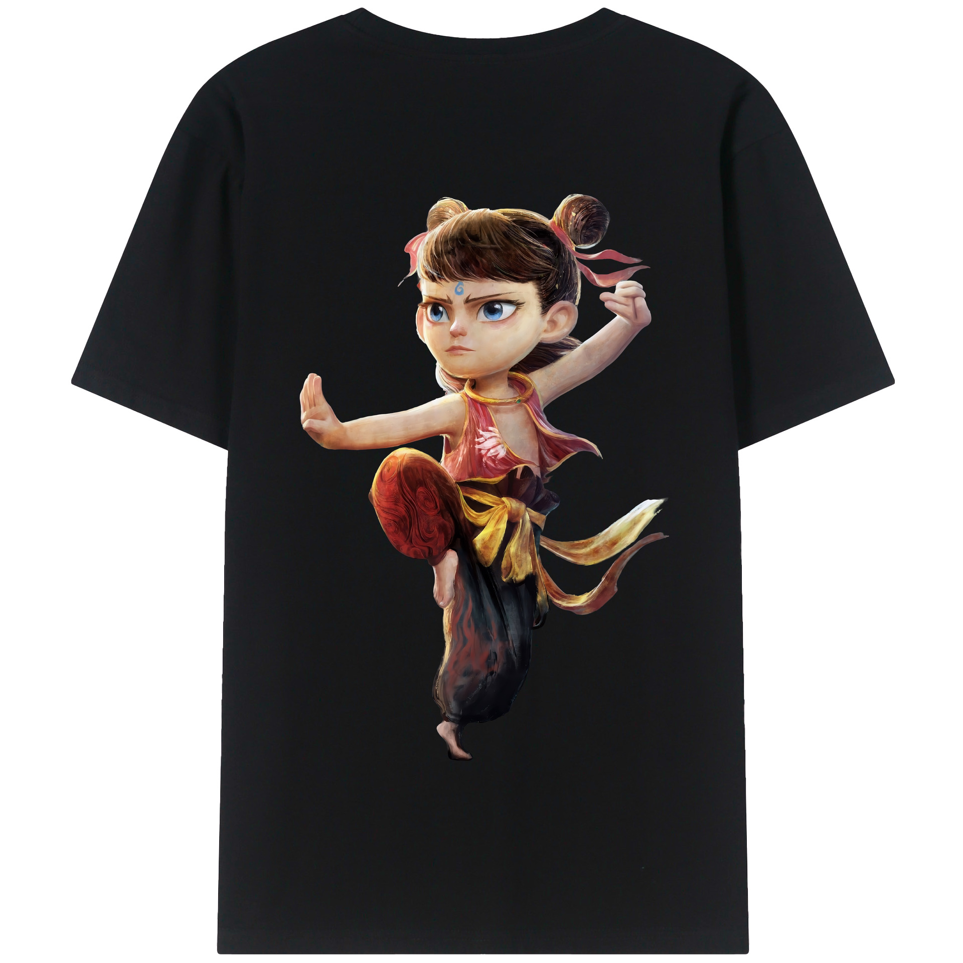 （画像用） Ne Zha 2 ナタ 魔童の大暴れ 綿100％半袖Tシャツ（背面プリント）