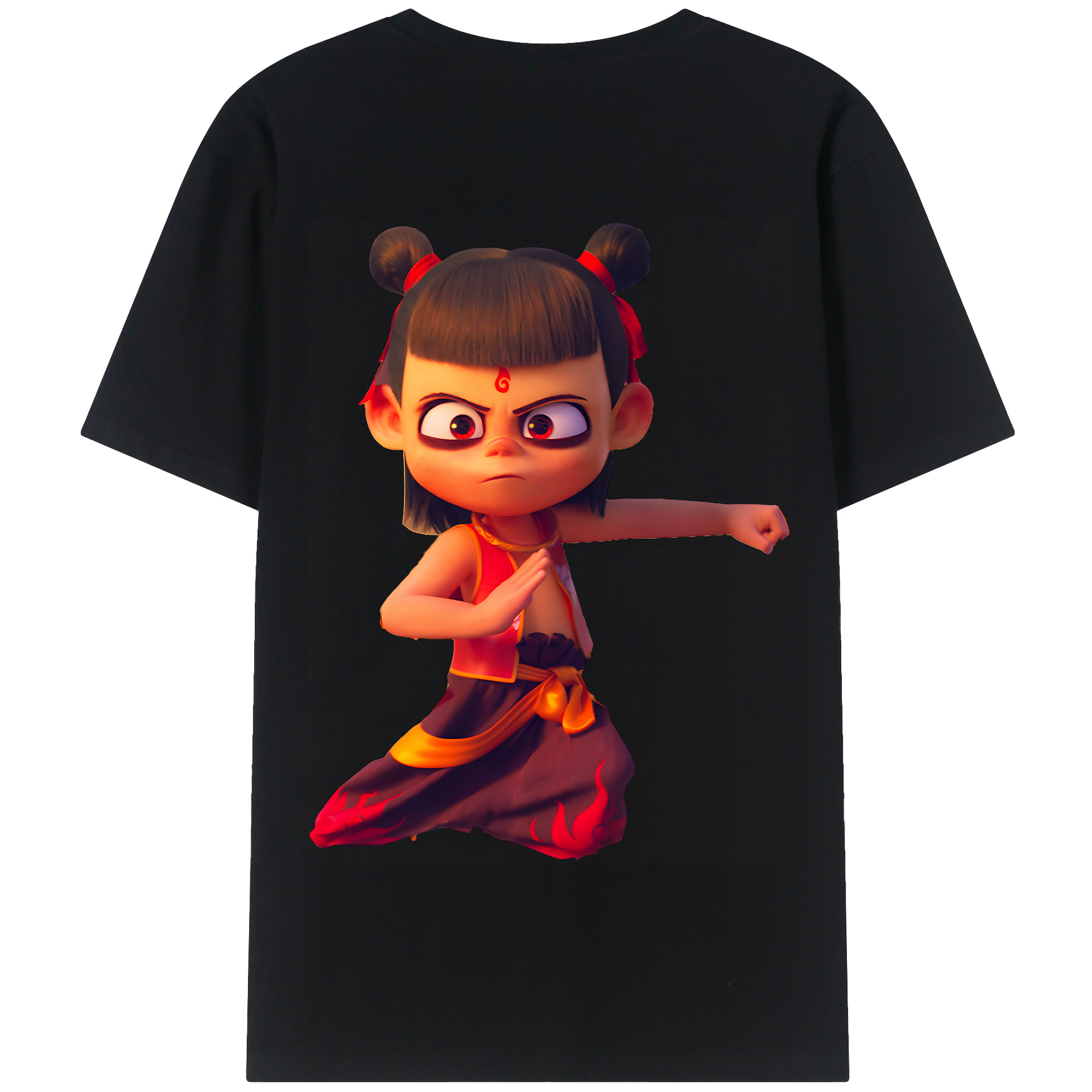 （画像用） Ne Zha 2 ナタ 魔童の大暴れ 綿100％半袖Tシャツ（背面プリント）