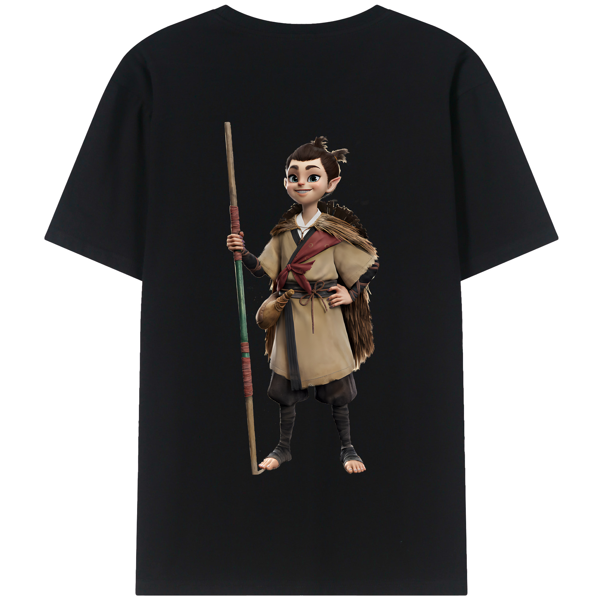 （画像用） Ne Zha 2 ナタ 魔童の大暴れ 綿100％半袖Tシャツ（背面プリント）