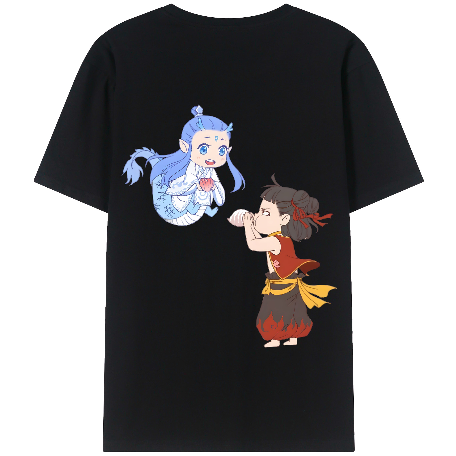 （画像用） Ne Zha 2 ナタ 魔童の大暴れ 綿100％半袖Tシャツ（背面プリント）