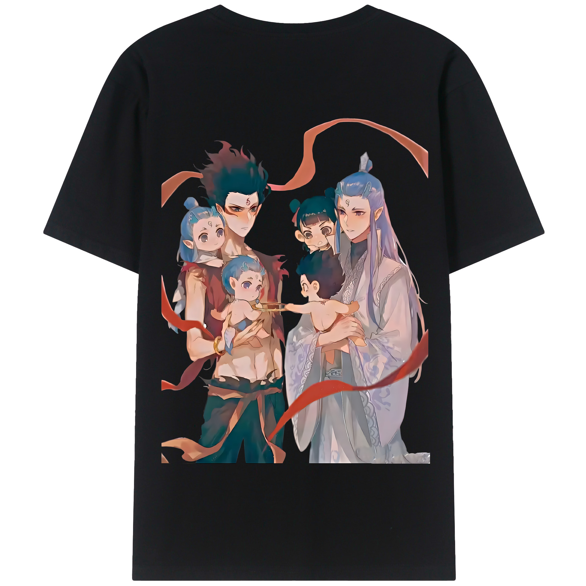 （画像用） Ne Zha 2 ナタ 魔童の大暴れ 綿100％半袖Tシャツ（背面プリント）