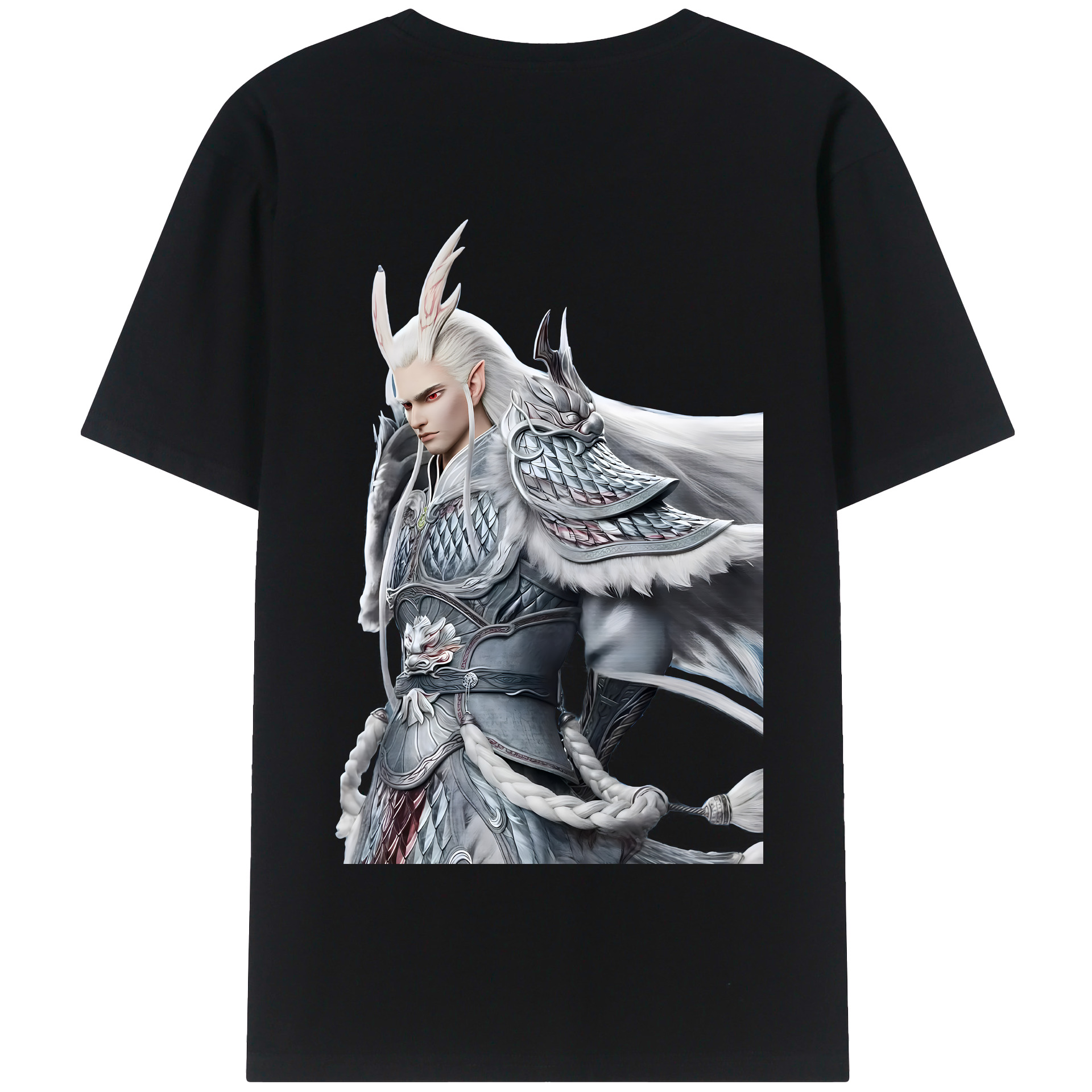 （画像用） Ne Zha 2 ナタ 魔童の大暴れ 綿100％半袖Tシャツ（背面プリント）