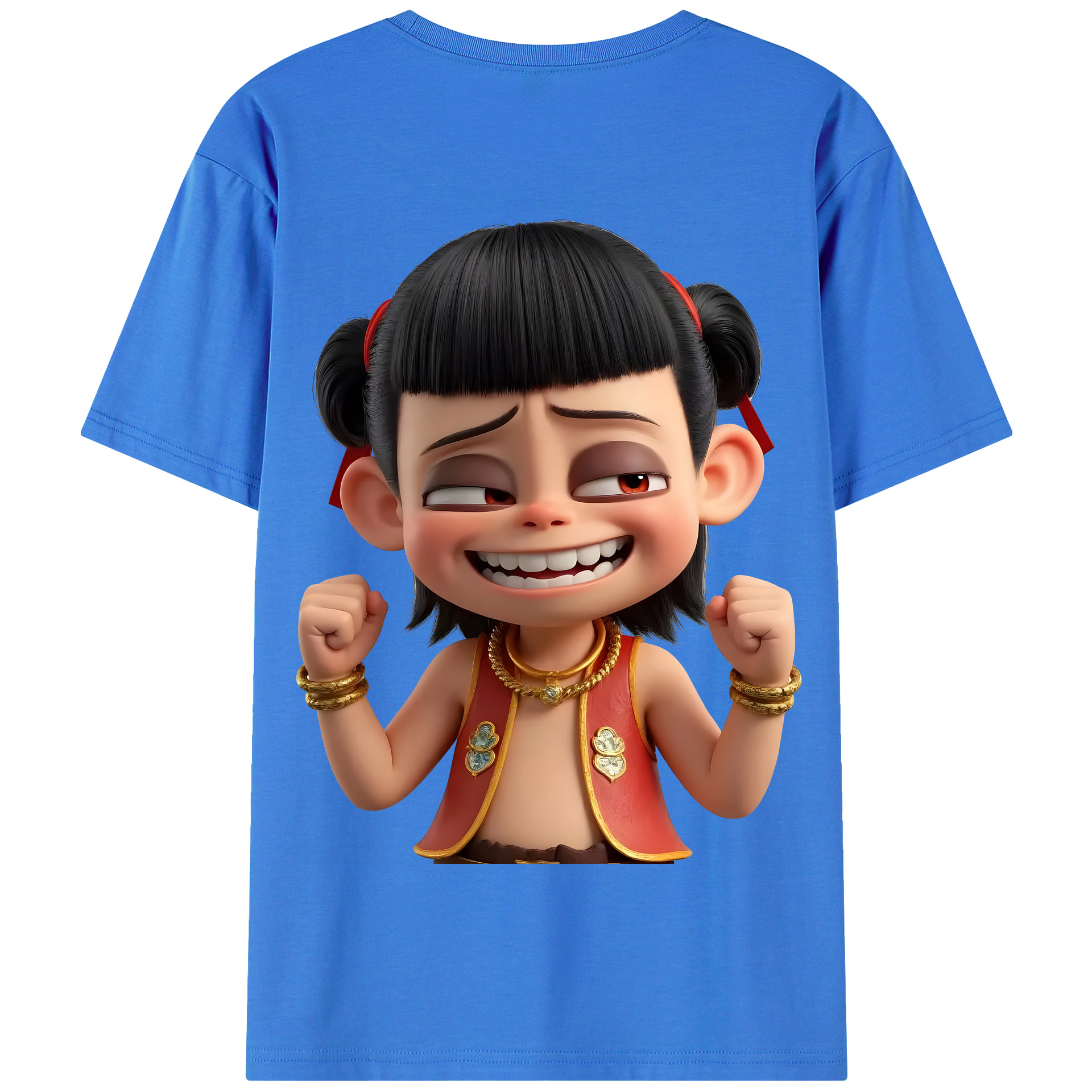 （画像用） Ne Zha 2 ナタ 魔童の大暴れ 綿100％半袖Tシャツ（背面プリント）