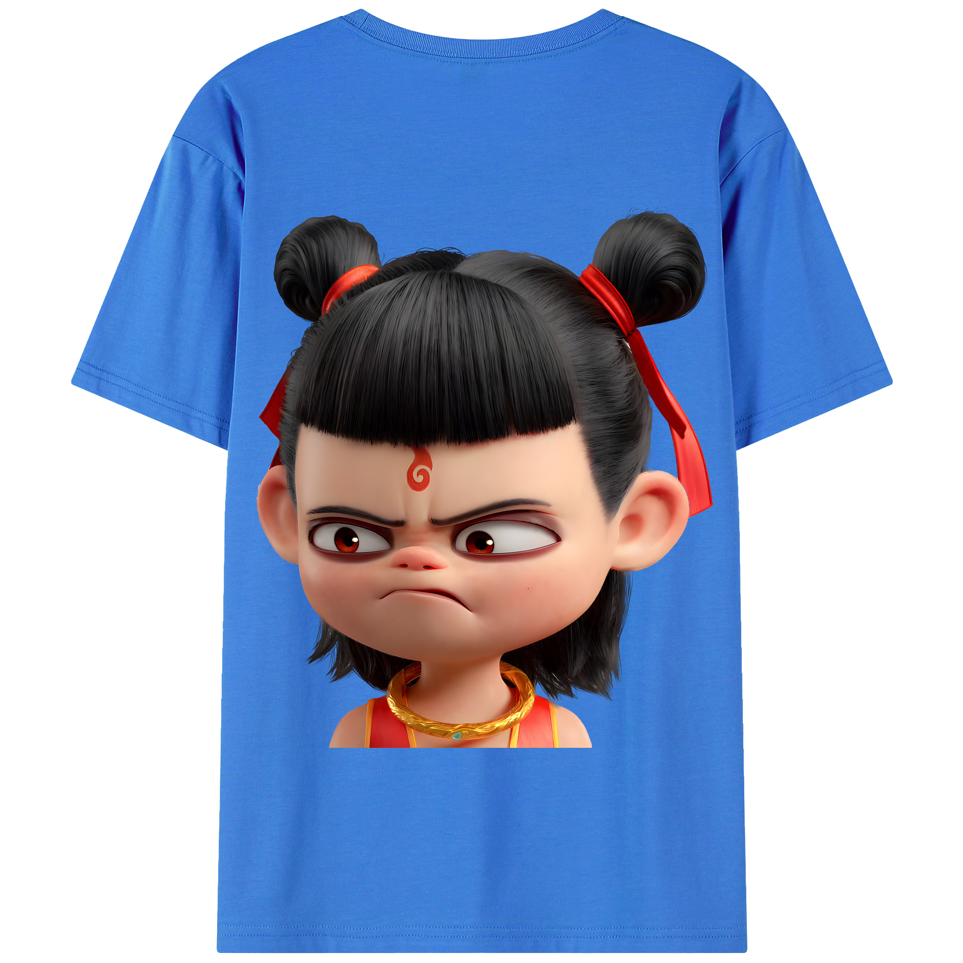 （画像用） Ne Zha 2 ナタ 魔童の大暴れ 綿100％半袖Tシャツ（背面プリント）