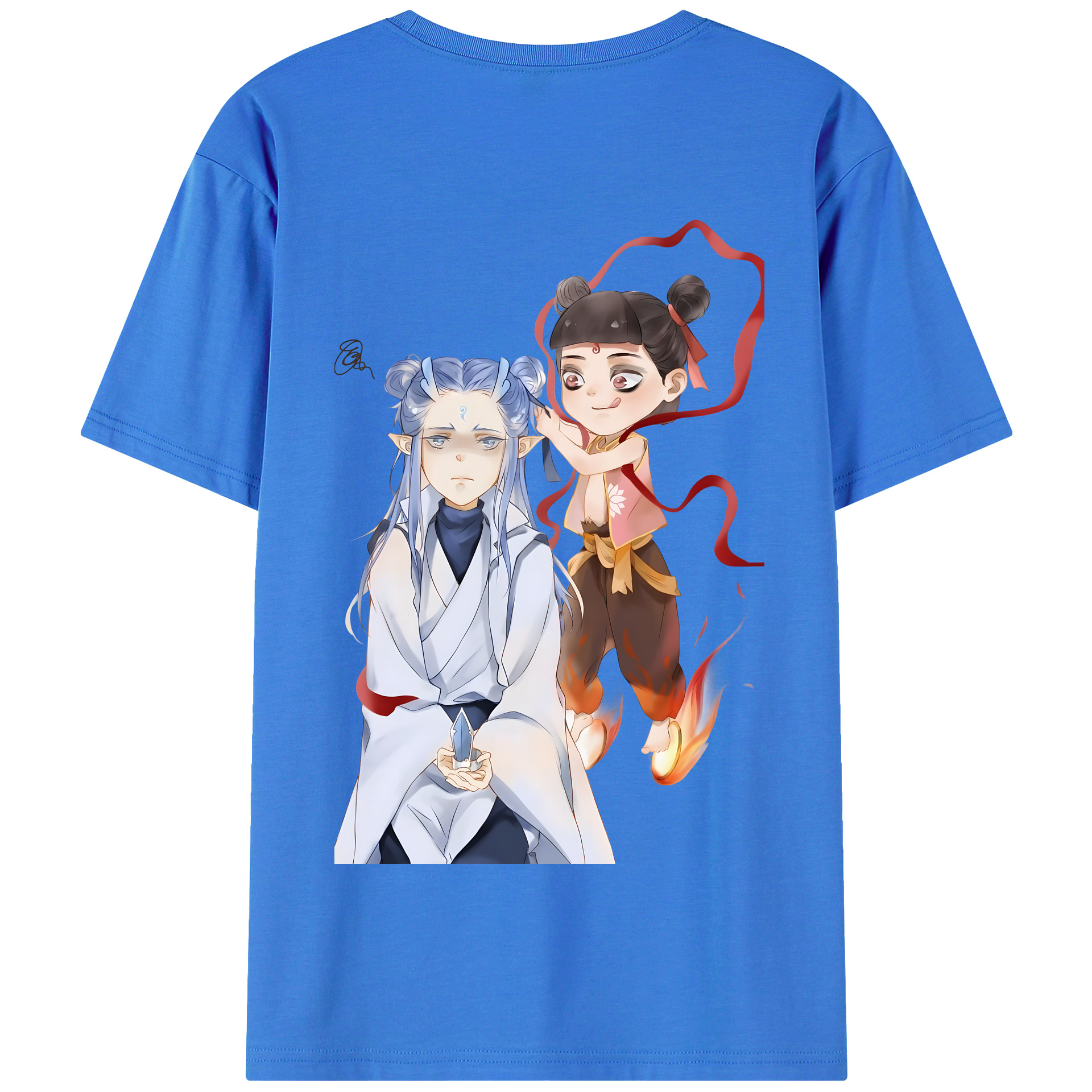 （画像用） Ne Zha 2 ナタ 魔童の大暴れ 綿100％半袖Tシャツ（背面プリント）