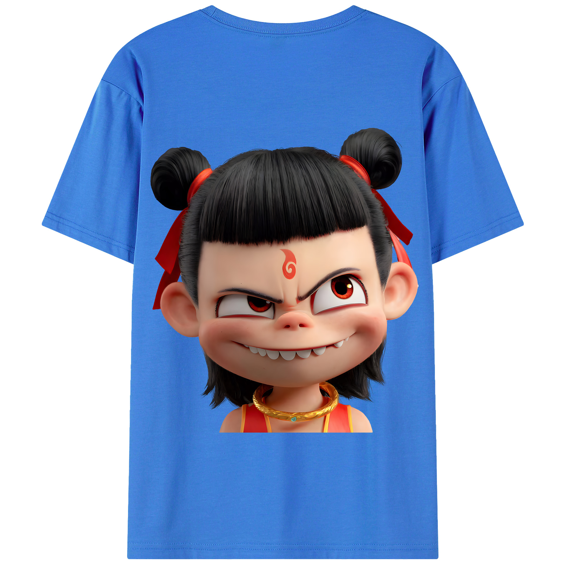 （画像用） Ne Zha 2 ナタ 魔童の大暴れ 綿100％半袖Tシャツ（背面プリント）