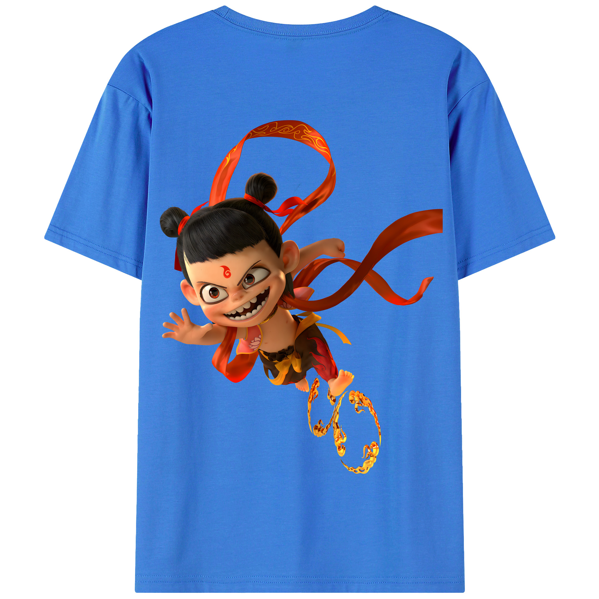 （画像用） Ne Zha 2 ナタ 魔童の大暴れ 綿100％半袖Tシャツ（背面プリント）