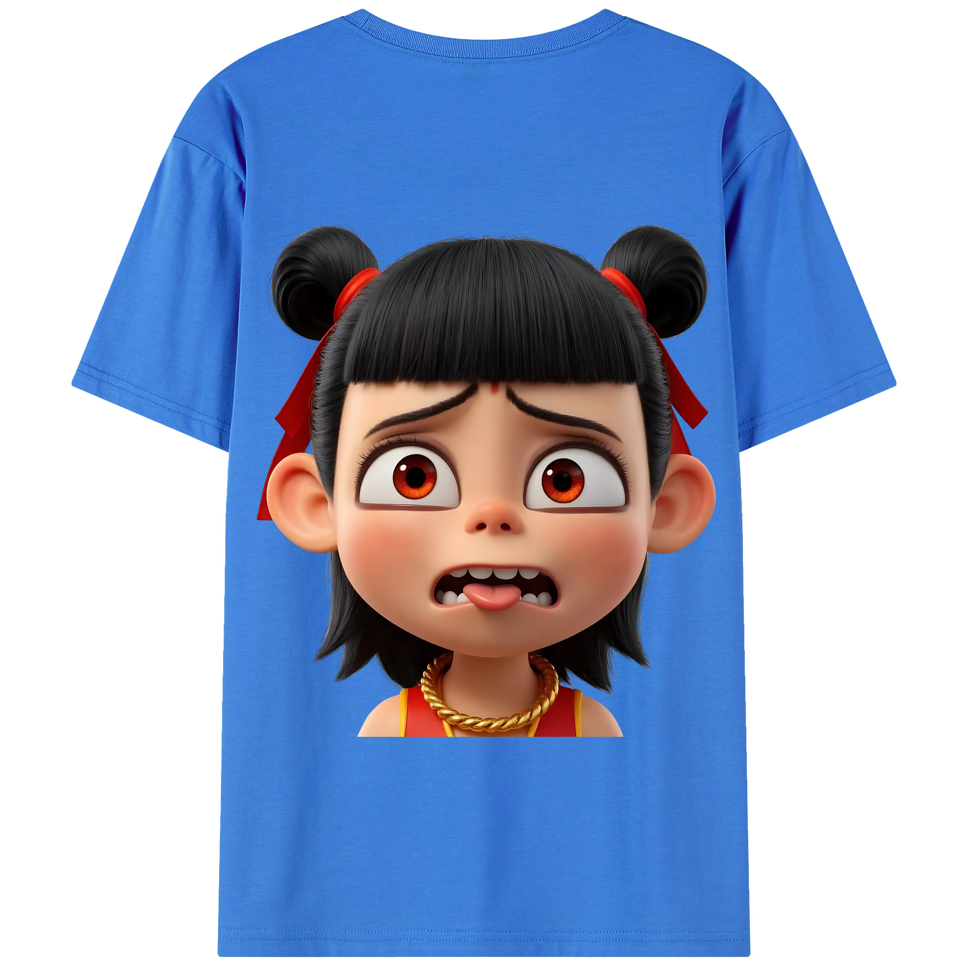 （画像用） Ne Zha 2 ナタ 魔童の大暴れ 綿100％半袖Tシャツ（背面プリント）