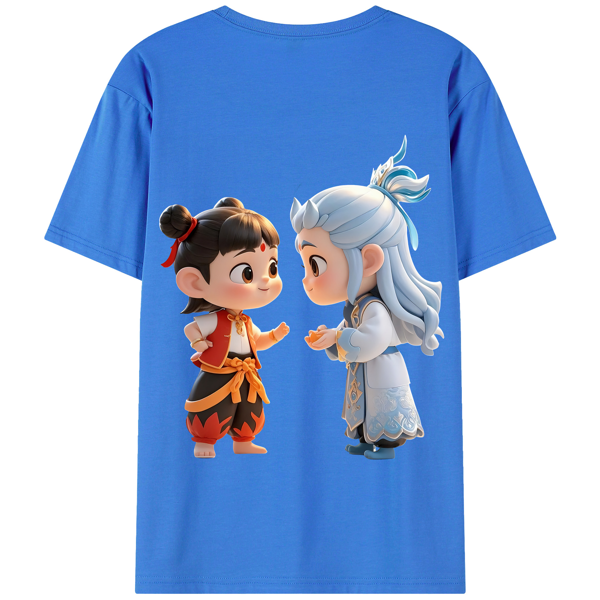 （画像用） Ne Zha 2 ナタ 魔童の大暴れ 綿100％半袖Tシャツ（背面プリント）
