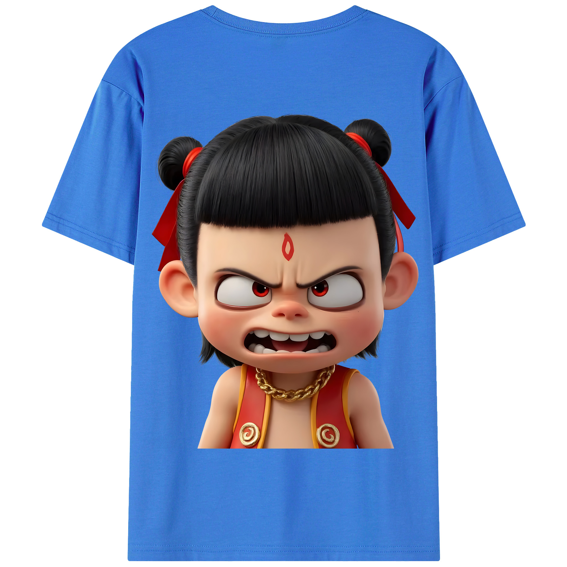（画像用） Ne Zha 2 ナタ 魔童の大暴れ 綿100％半袖Tシャツ（背面プリント）