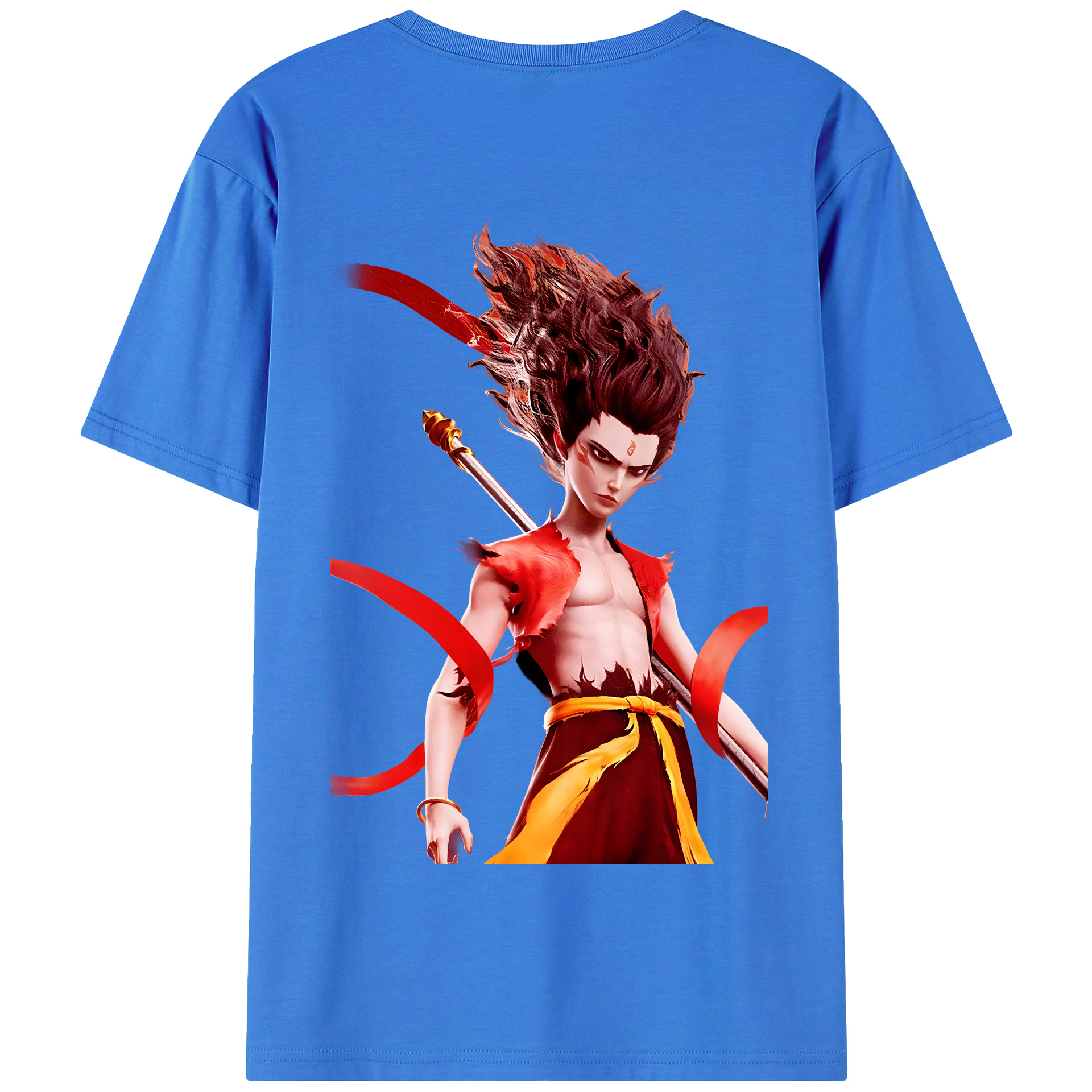 （画像用） Ne Zha 2 ナタ 魔童の大暴れ 綿100％半袖Tシャツ（背面プリント）