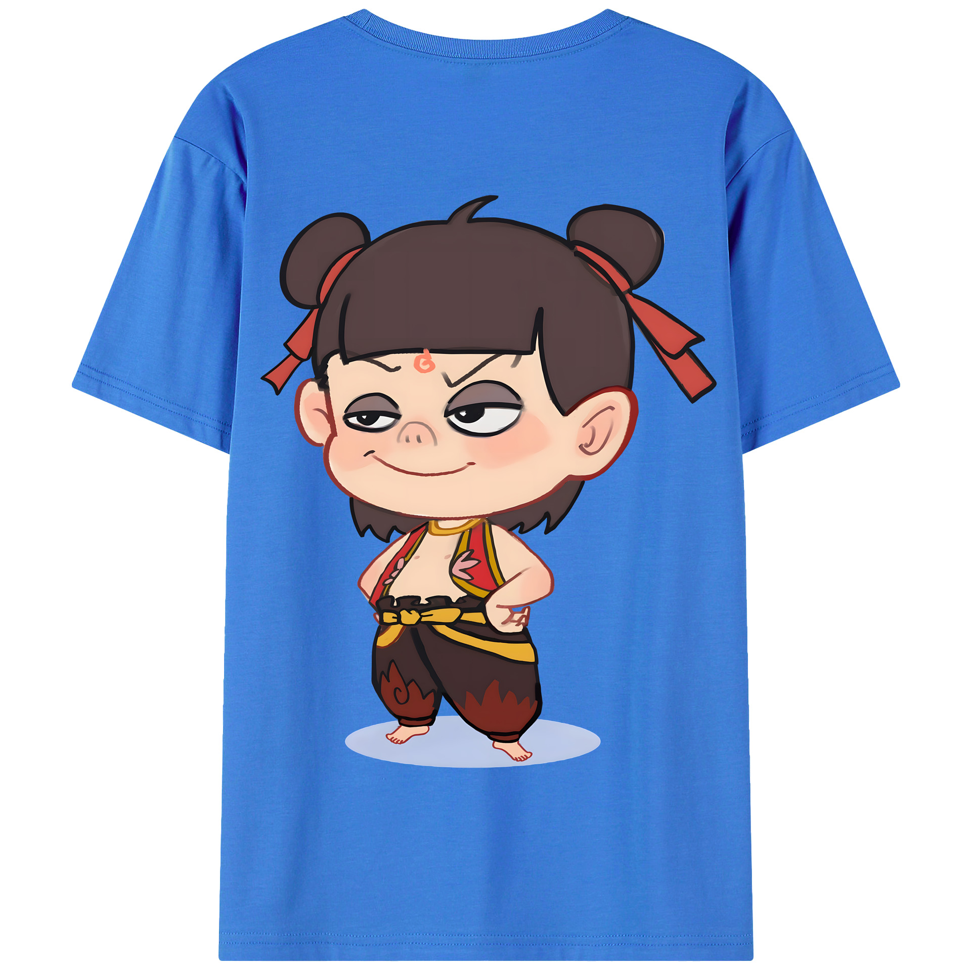 （画像用） Ne Zha 2 ナタ 魔童の大暴れ 綿100％半袖Tシャツ（背面プリント）