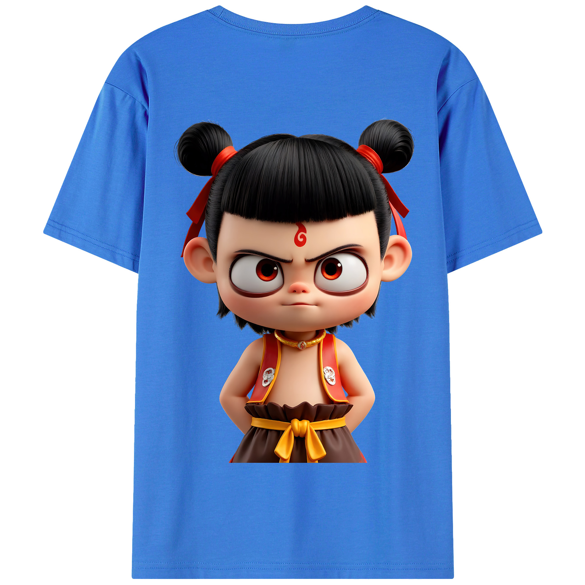 （画像用） Ne Zha 2 ナタ 魔童の大暴れ 綿100％半袖Tシャツ（背面プリント）