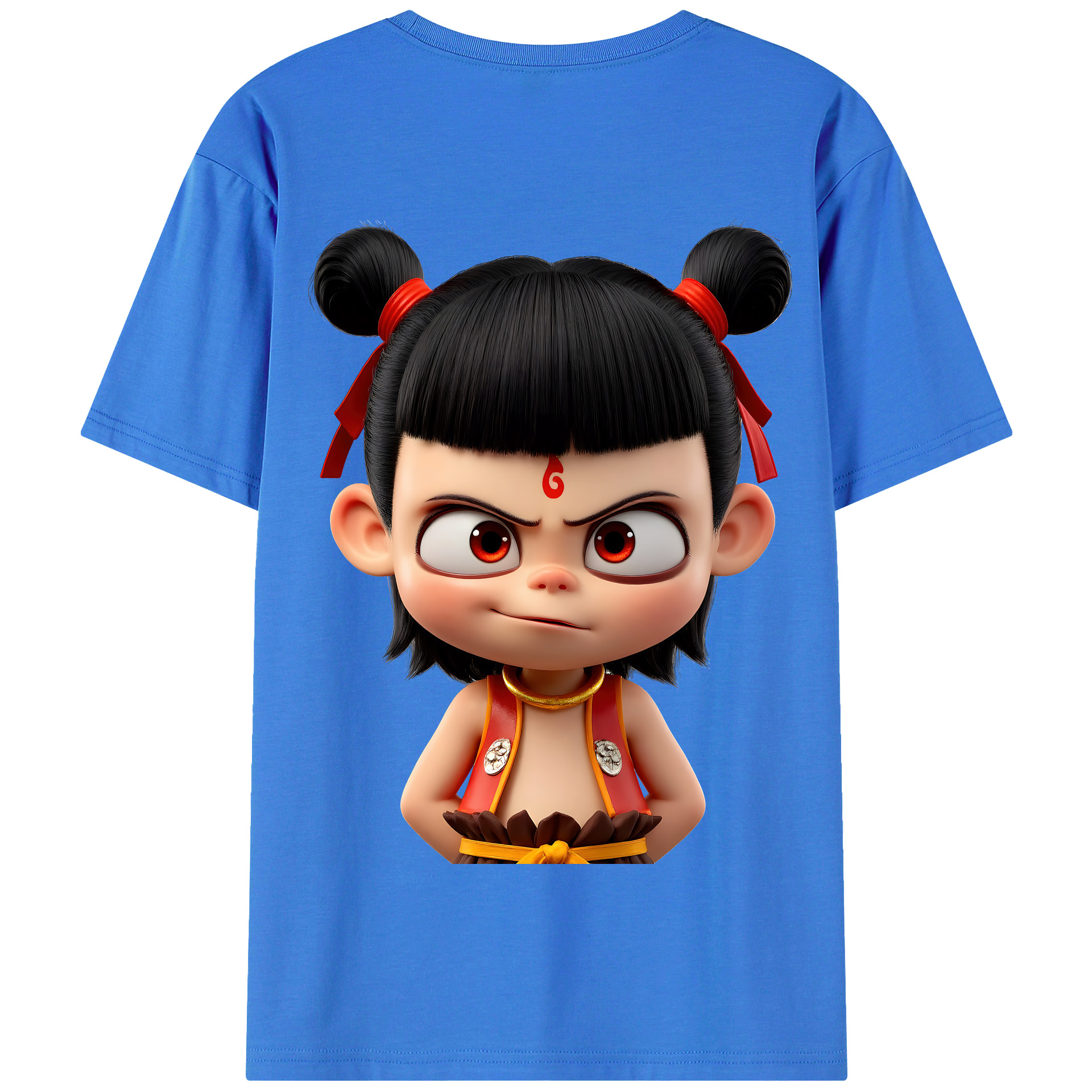 （画像用） Ne Zha 2 ナタ 魔童の大暴れ 綿100％半袖Tシャツ（背面プリント）