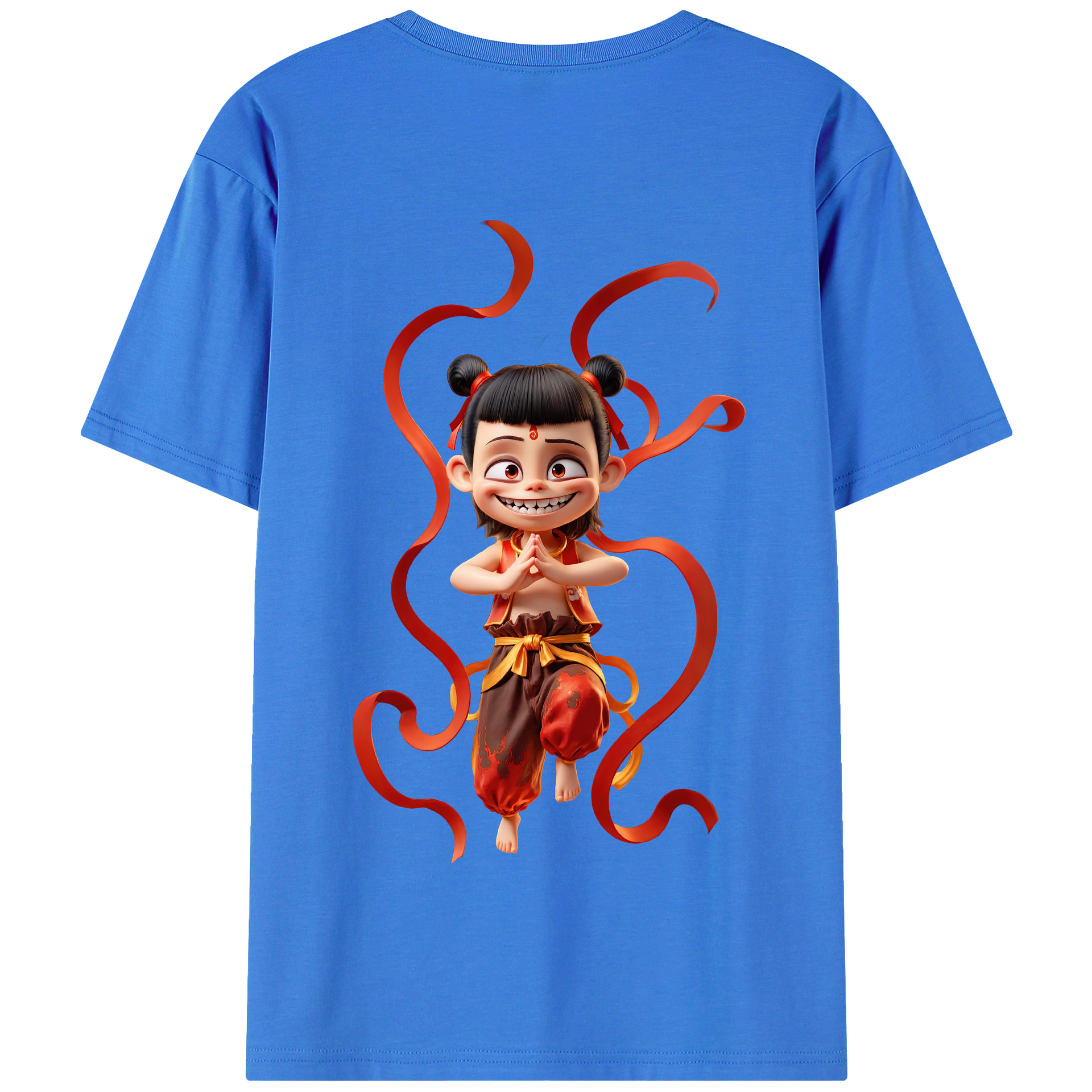 （画像用） Ne Zha 2 ナタ 魔童の大暴れ 綿100％半袖Tシャツ（背面プリント）