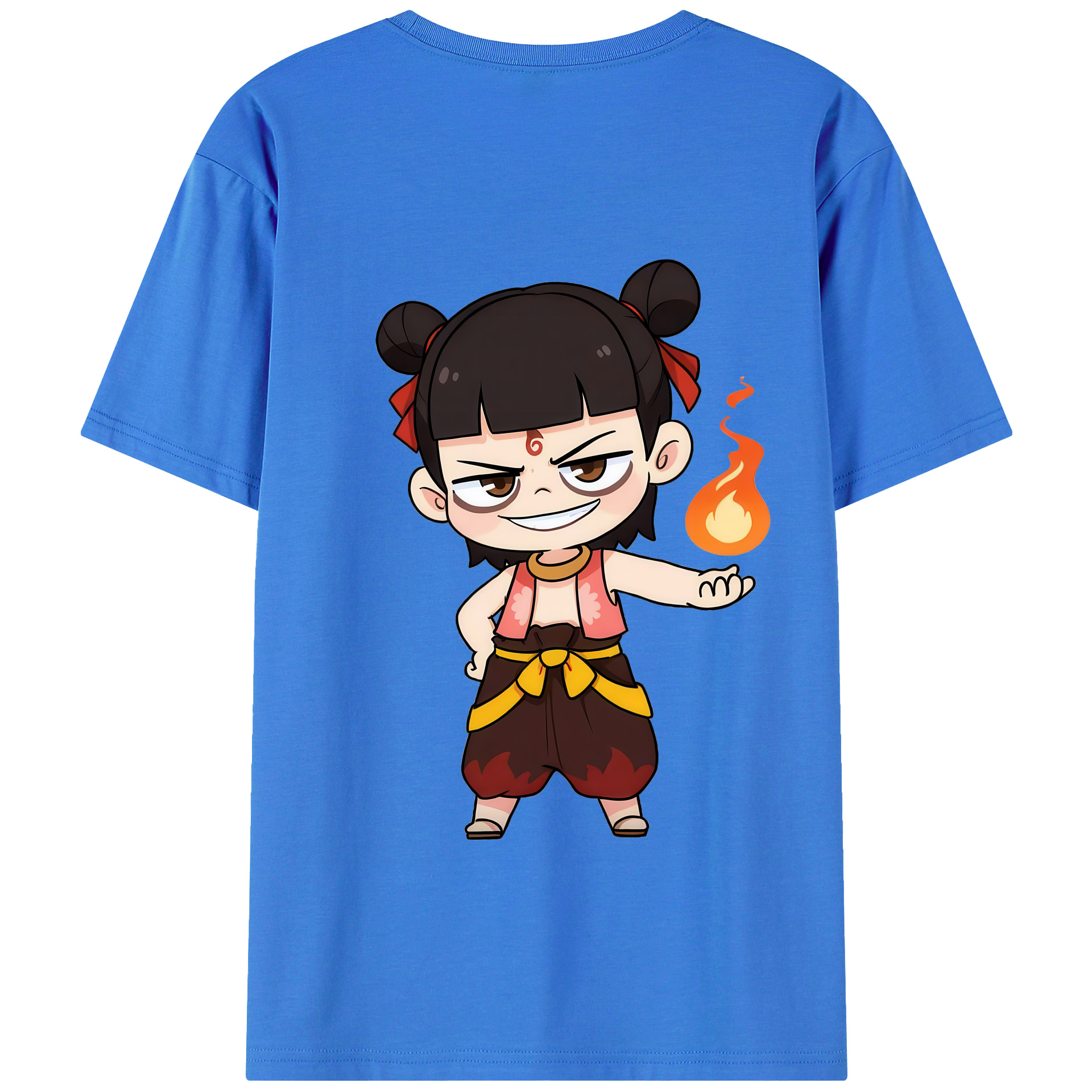 （画像用） Ne Zha 2 ナタ 魔童の大暴れ 綿100％半袖Tシャツ（背面プリント）