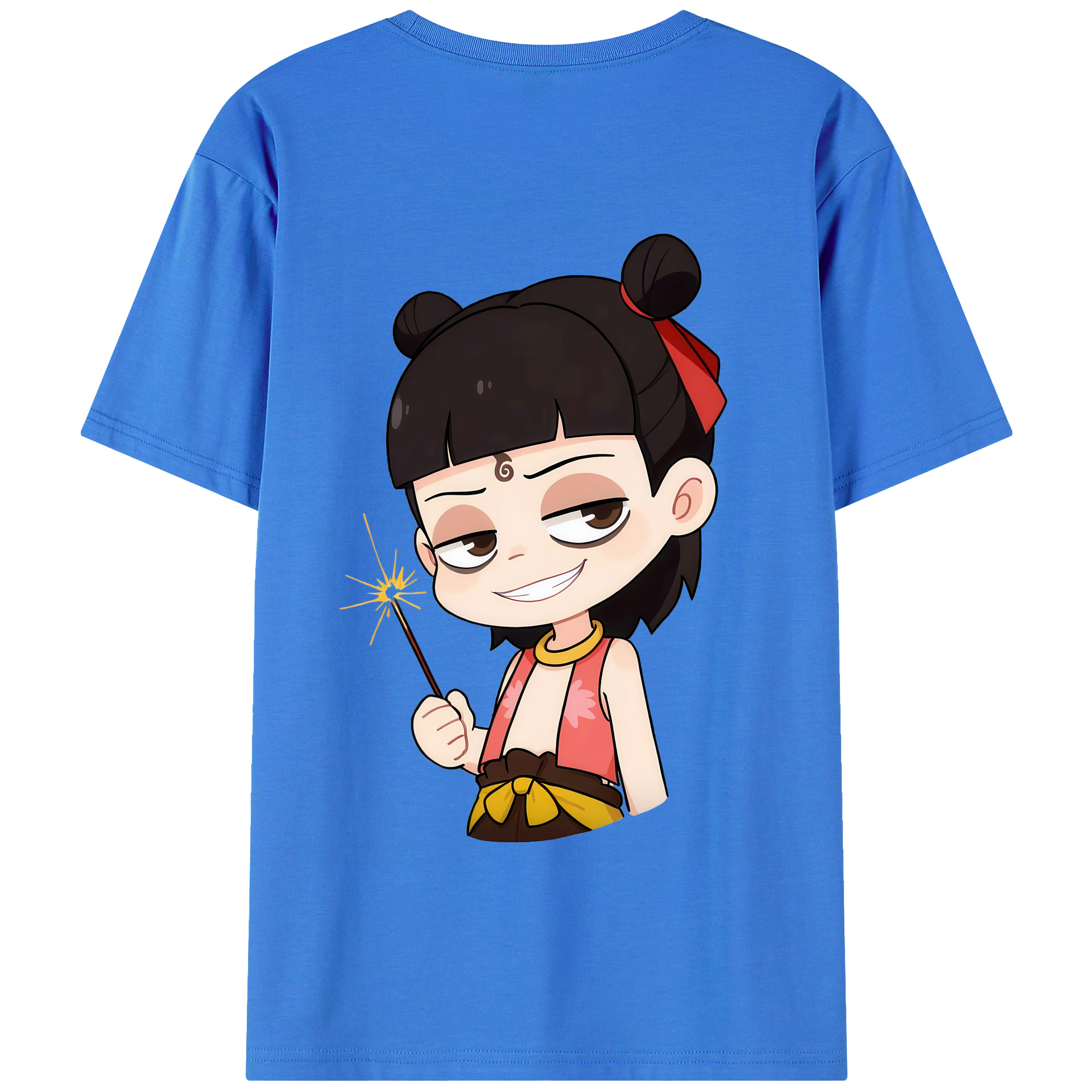 （画像用） Ne Zha 2 ナタ 魔童の大暴れ 綿100％半袖Tシャツ（背面プリント）