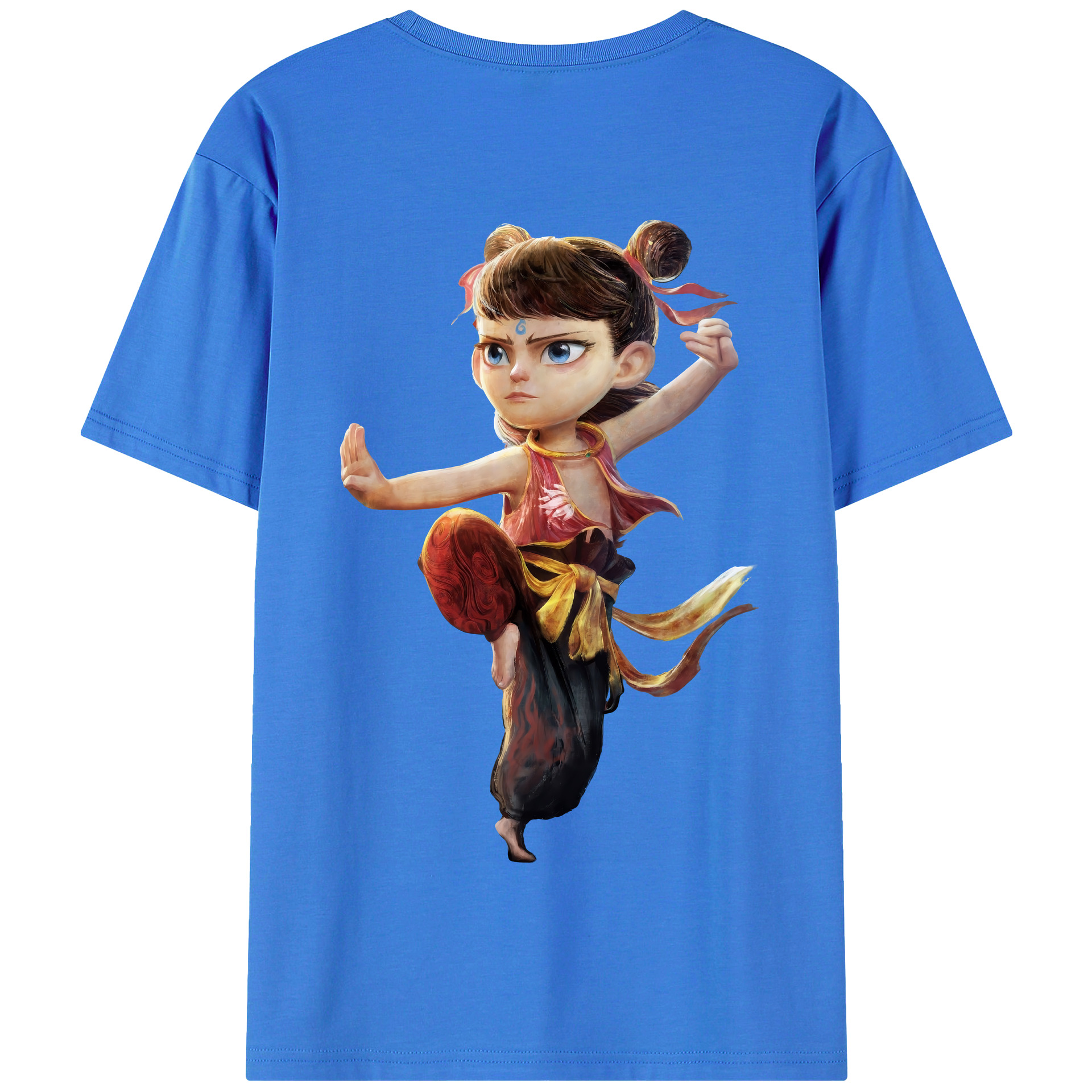 （画像用） Ne Zha 2 ナタ 魔童の大暴れ 綿100％半袖Tシャツ（背面プリント）